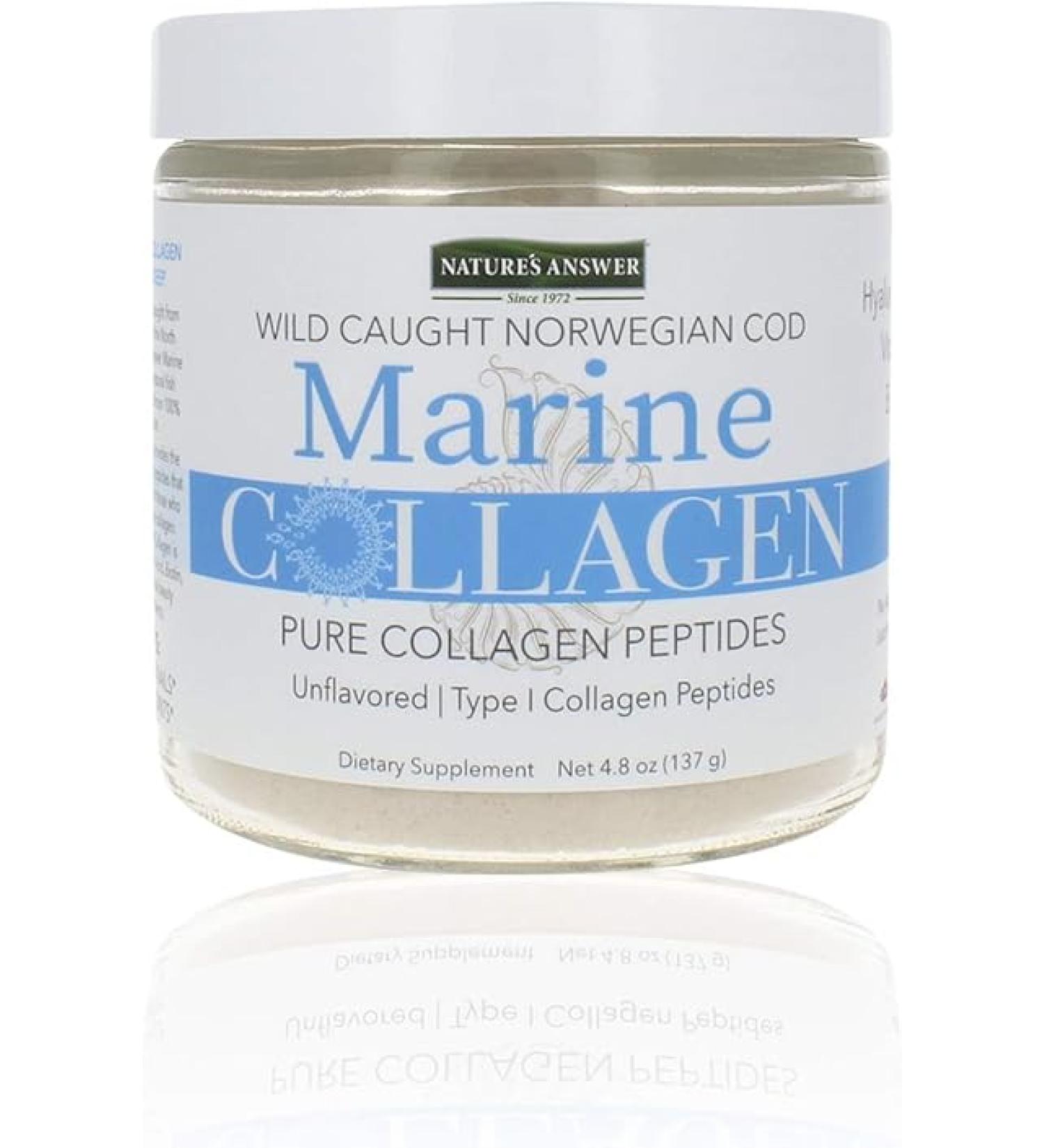 Nature's Answer Marine Collagen Liquid | Wild Caught Norweigen Cod | Pure Collagen Peptides with Hyaluronic Acid & Biotin | Supports Healthy Hair Skin Nails Bones & Joints | Gluten-Free 4.8oz - Buy Online on GoSupps.com