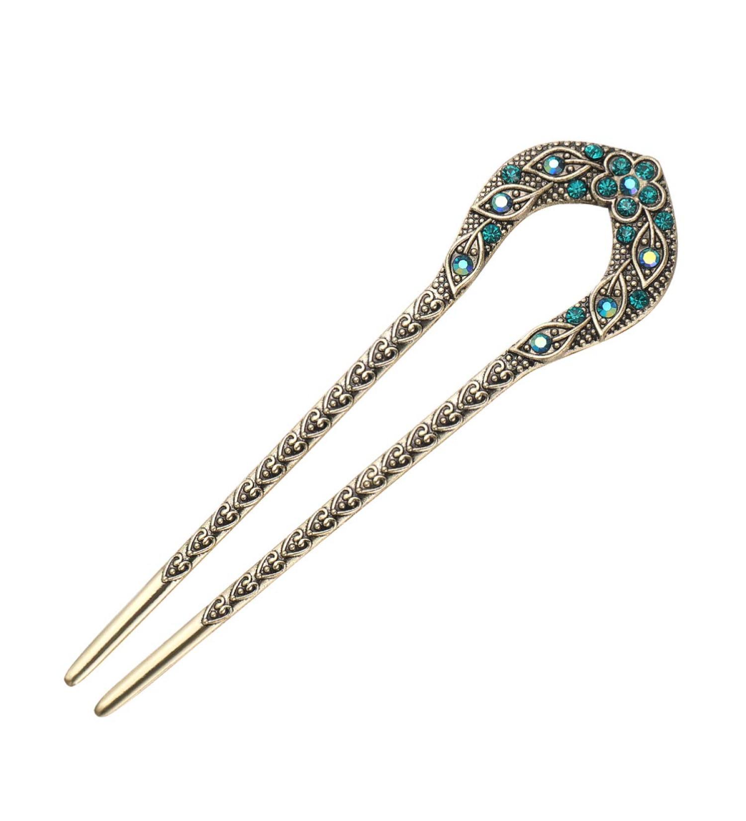 Lurrose Fashion Crystal Hair Clip - U-Shaped Double Prong Chignon Hairpin | Stylish Hair Accessories for Women & Girls - Shop Now! - Buy Online on GoSupps.com