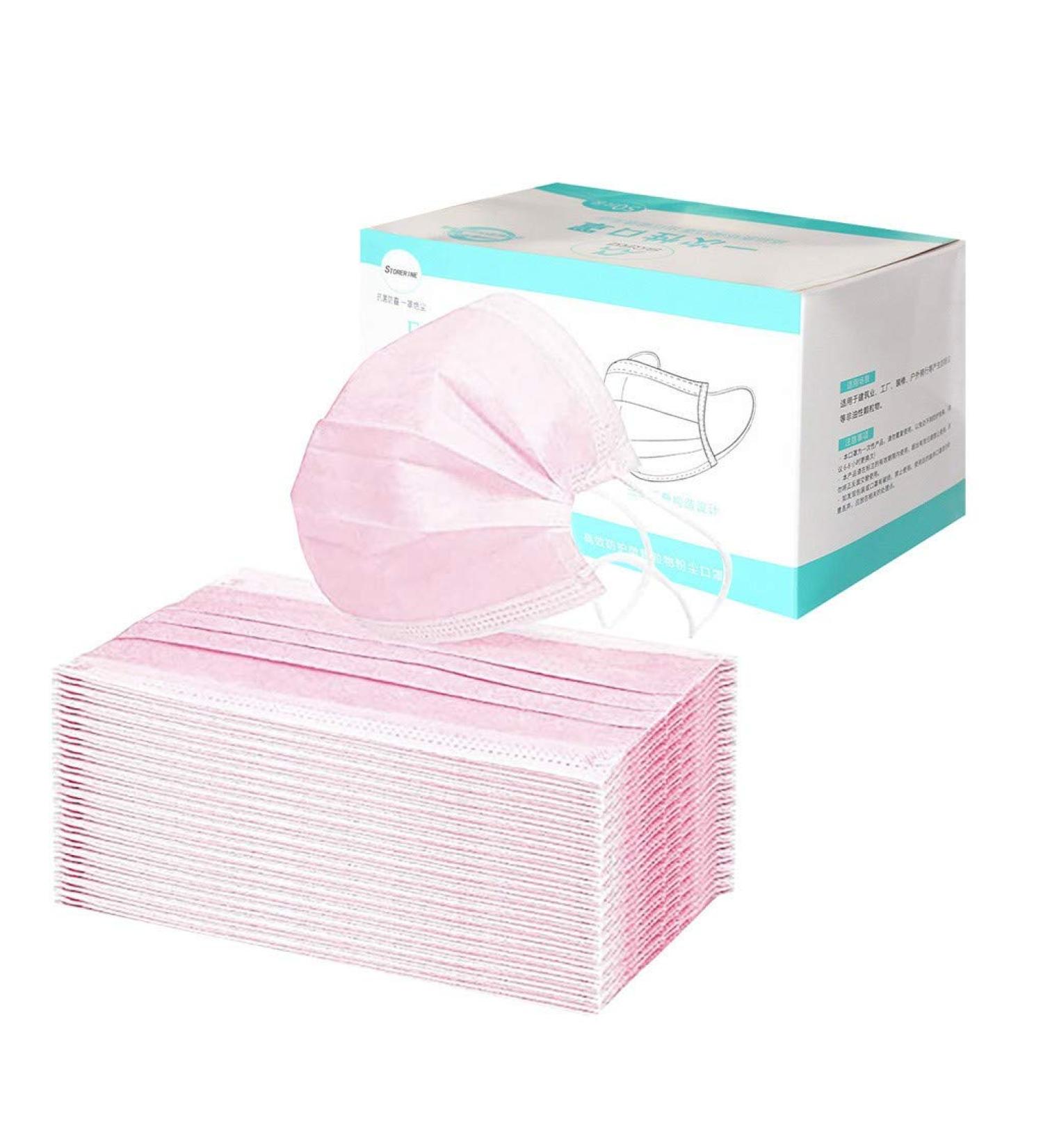 Beautynie 50 Pack Pink Disposable Face Masks - Breathable Dust Protection Mouth Covers for Adults - Summer Scarf Bandana Style - Buy Online on GoSupps.com