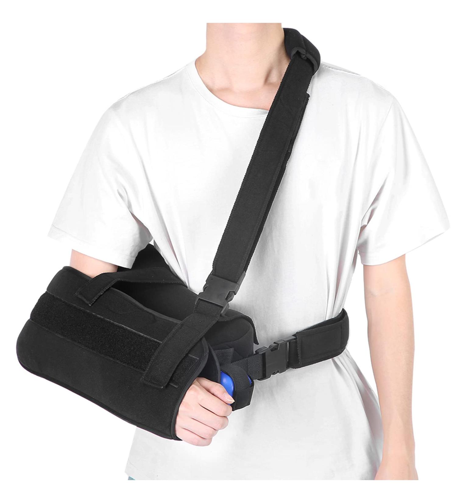 Shoulder Brace & Abduction Sling - Rotator Cuff Support & Immobilizer for Arm Injury - Adjustable Black Arm Sling - Buy Online on GoSupps.com