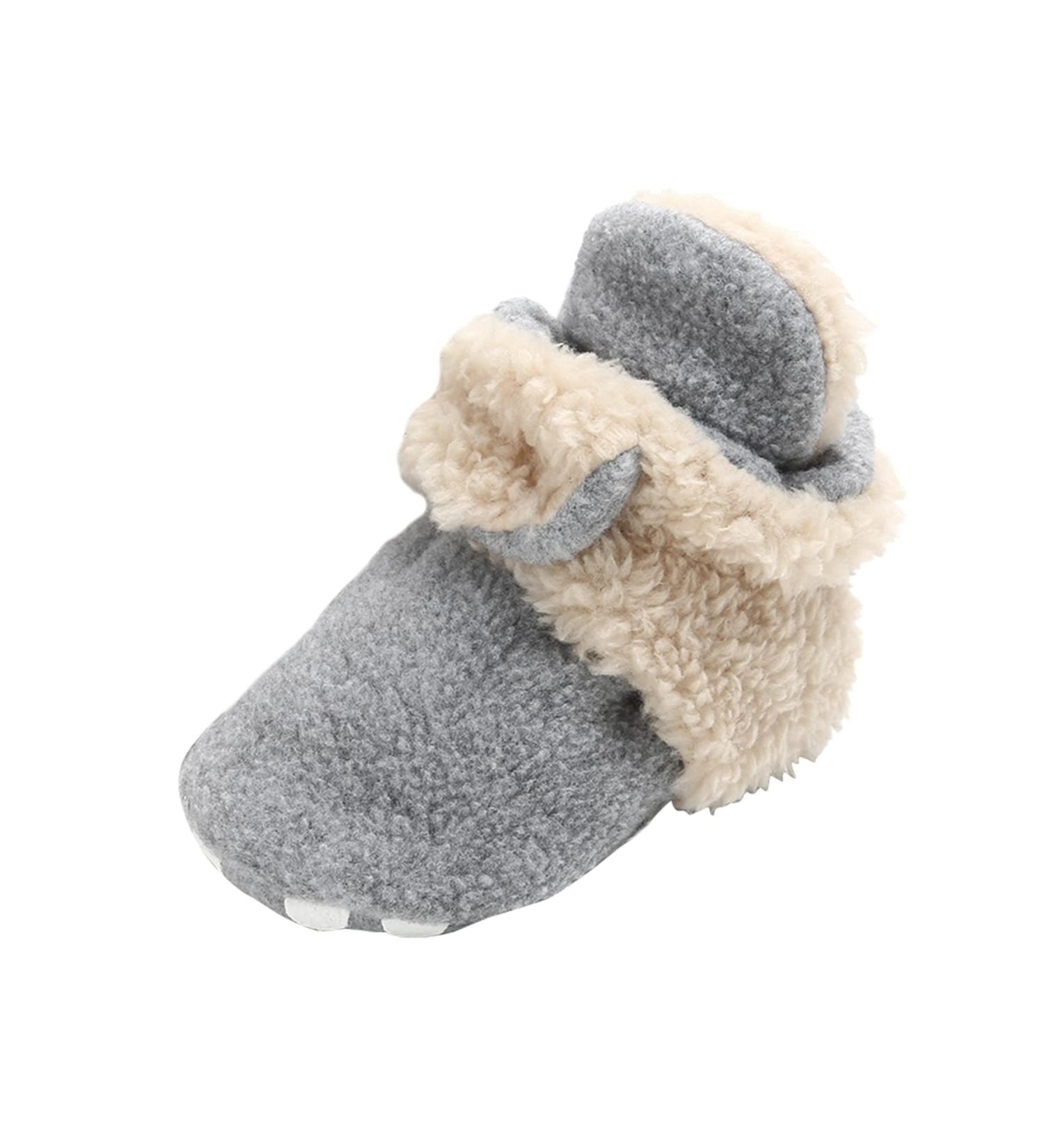TMEOG Baby Booties Slippers - Infant Boots for Boys & Girls 0-6 Months - Winter Sock Crib Shoes - Light Grey White Furry - Newborn First Walking Shoes (0-18 Months) - Buy Online on GoSupps.com