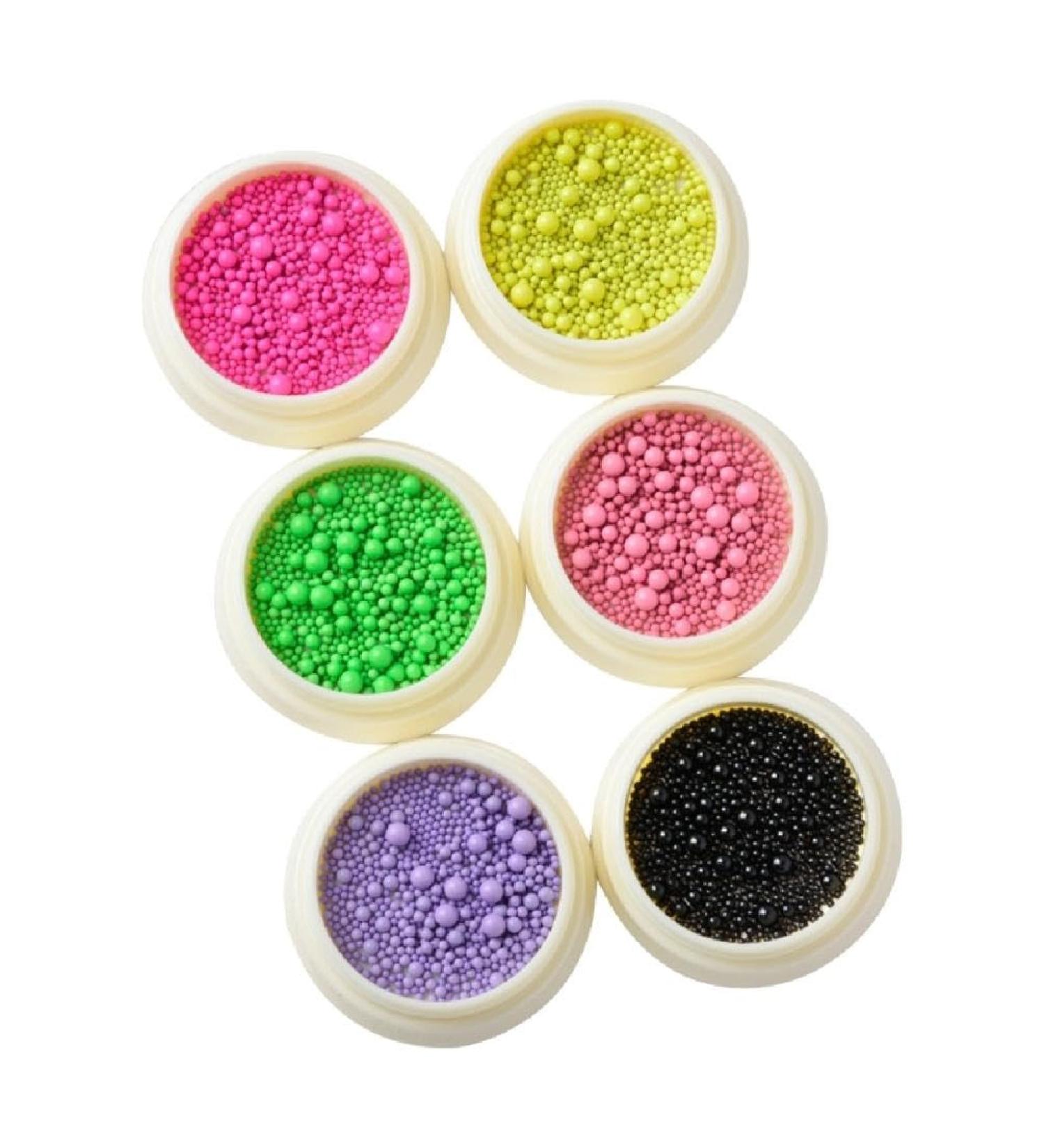 6 Bottles Metal Steel Balls Studs Nails Caviar Beads Macaron Art Beads for DIY Art Decorations Metal Caviar Nails Beads - Buy Online on GoSupps.com