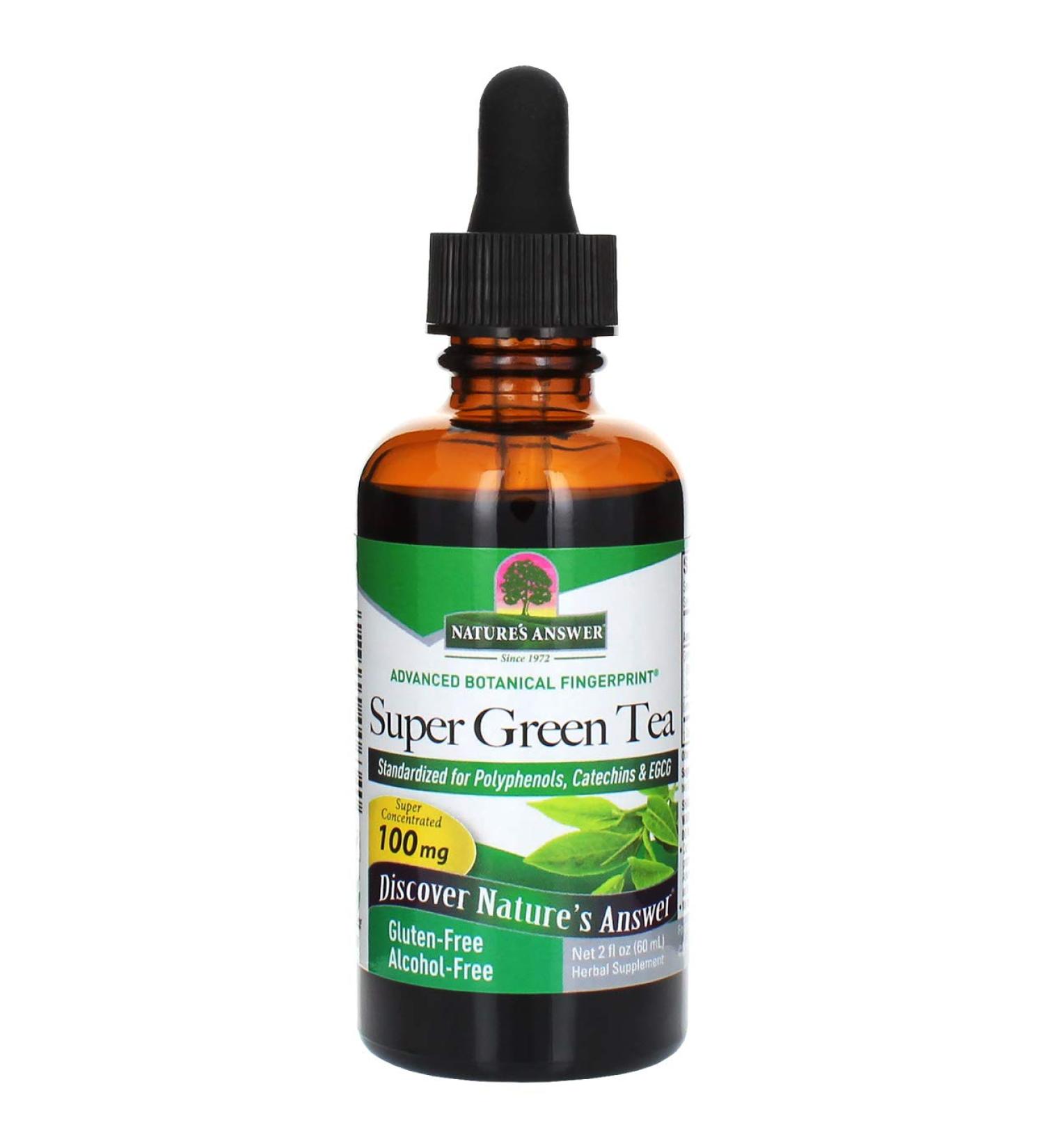 Nature's Answer Alcohol-Free Super Green Tea 2-Fluid Ounces Gluten Free Kosher Botanical Energizer | Natural Fat Burner | Weight Management | Energy Booster - Buy Online on GoSupps.com