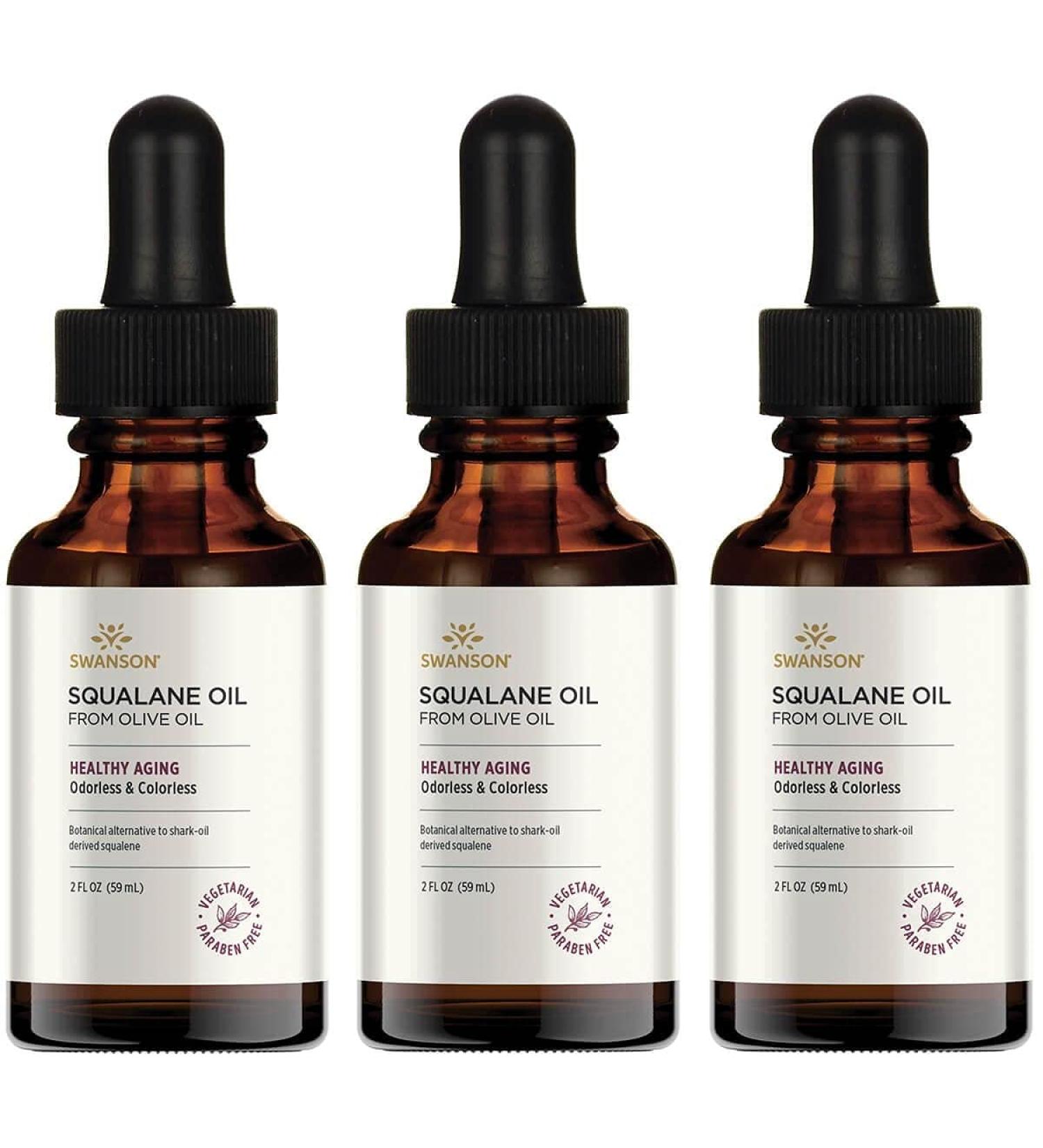 Swanson Vegetarian Squalane Oil 2 fl oz (3 Pack) - Nourishing Moisturizer for Healthy Skin | International Shipping Available - Buy Online on GoSupps.com