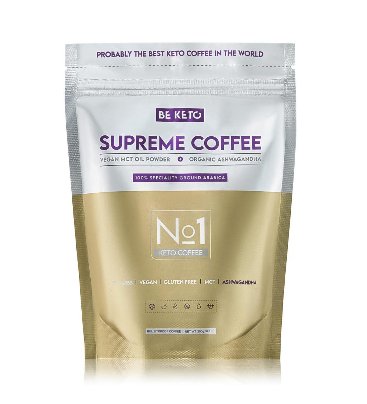 BE KETO BeKeto Keto Supreme Coffee with MCT oil and organic ashwagandha 250g Keto and Low Carb Diet friendly - Buy Online on GoSupps.com
