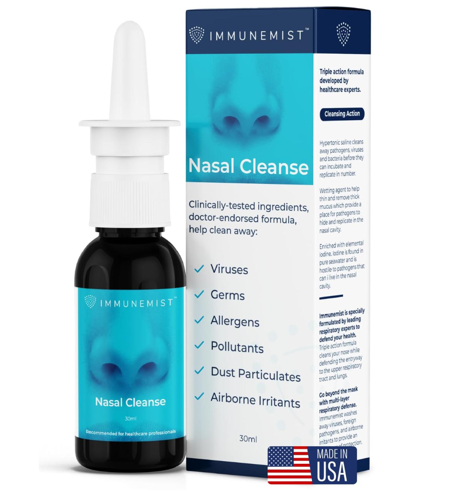 Doctor Recommended Nasal Cleanse Spray - Anti Viral Iodine Rinse | 250 Doses | Made in USA - Buy Online on GoSupps.com