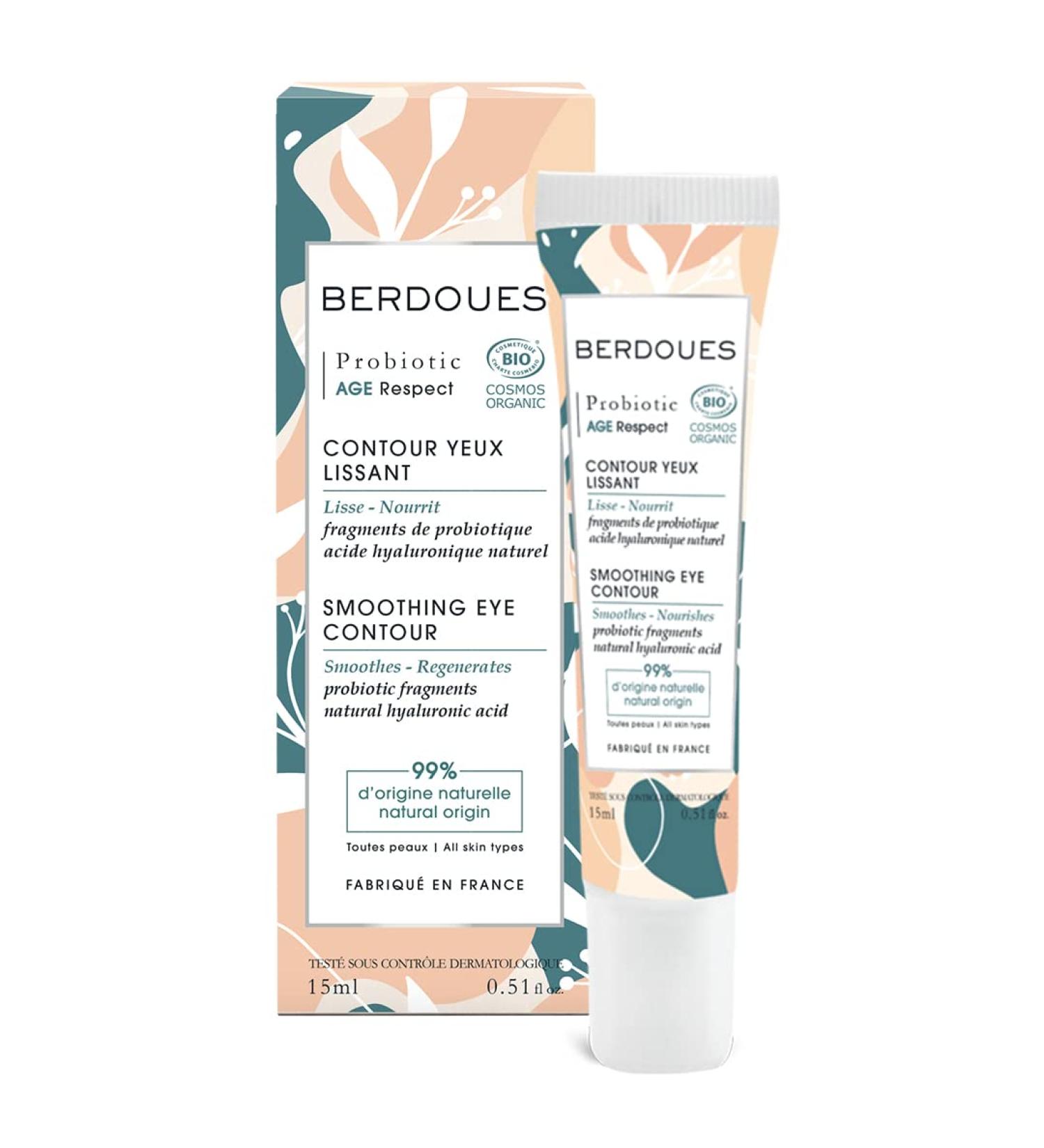 BERDOUES Probiotic Age Respect Smoothing Eye Contour | Organic Anti Aging Treatment for Dark Circles & Puffiness | Hyaluronic Acid Formula for Smooth, Youthful Eyes - Buy Online on GoSupps.com