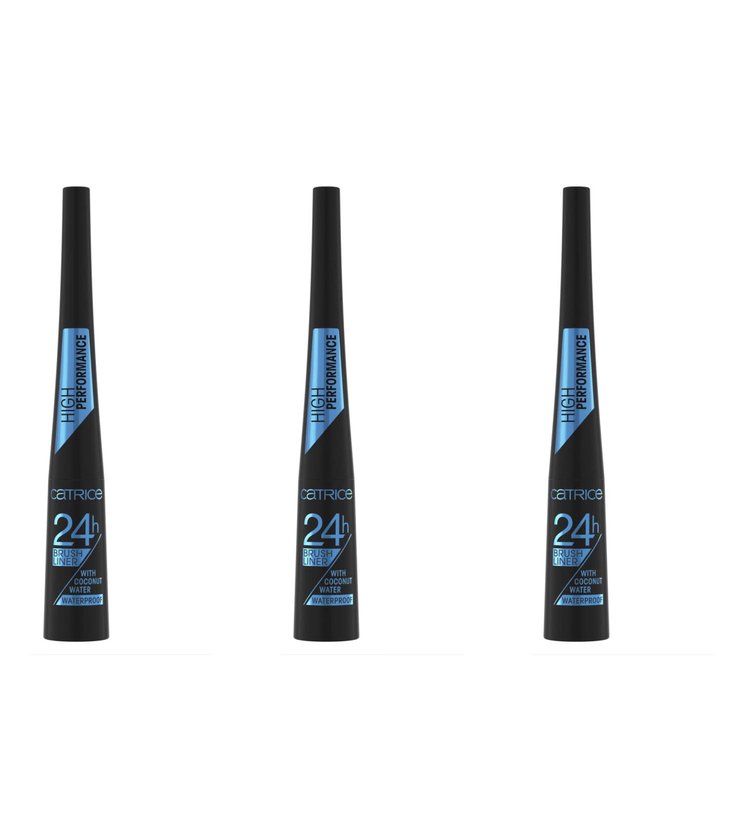 Catrice 24h Brush Liner Waterproof Eyeliner - No. 010 Ultra Black Long-Lasting Vegan 3-Pack | Nourishing Defined Matt Finish Microplastic & Perfume-Free - Buy Online on GoSupps.com