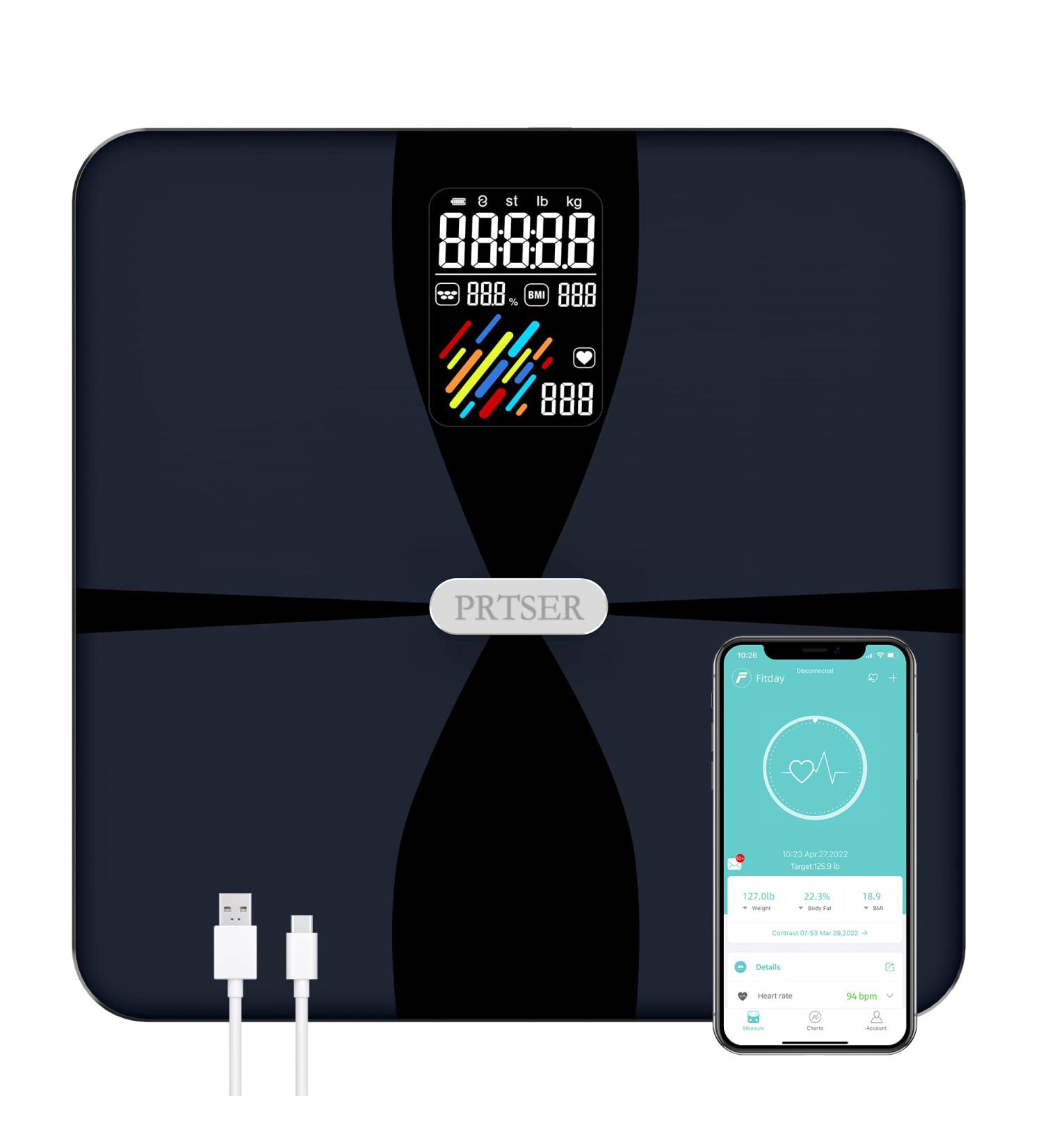 PRTSER Smart Scale - Large VA Display, High Accuracy, Bluetooth, BMI, 15 Body Compositions - Sync with Apps - X-Large - Buy Online on GoSupps.com