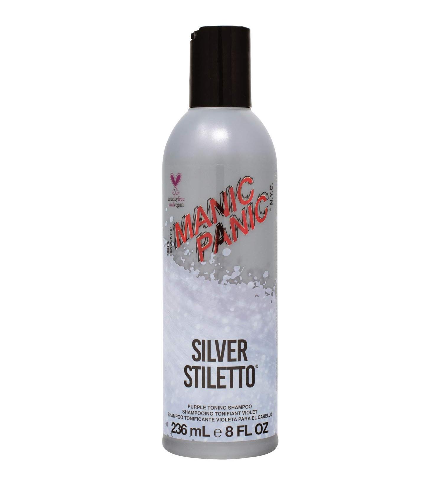 MANIC PANIC Silver Stiletto Toning Shampoo - Sulfate Free Purple Shampoo for Blondes Grey Blue & Purple Hair - Tones Brassiness (8oz - Buy Online on GoSupps.com