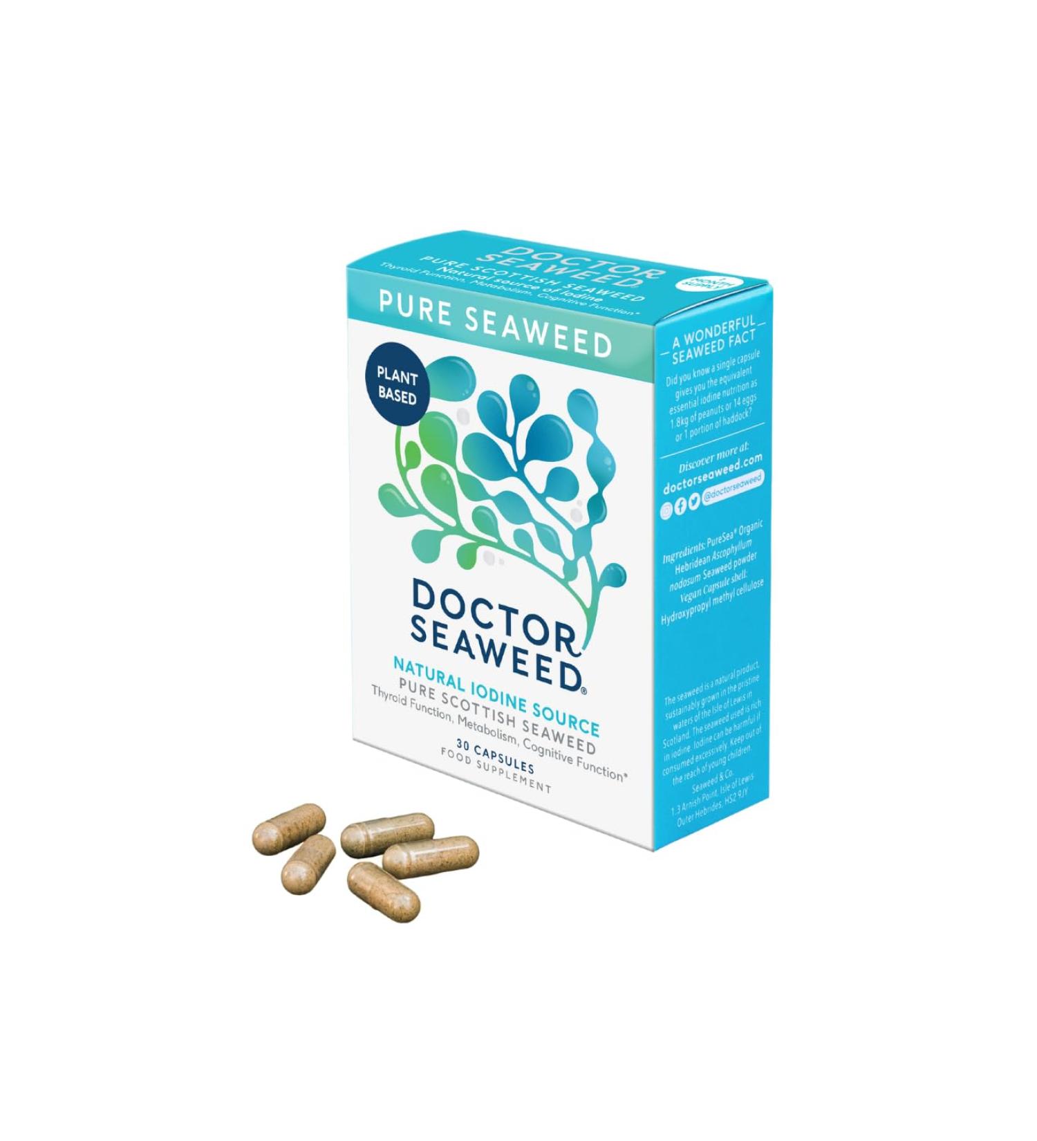 Doctor Seaweed Pure Seaweed Capsules | 1 Month Supply | 100% Organic Scottish Seaweed | Thyroid Support & Weight Management | 30 Count - Buy Online on GoSupps.com
