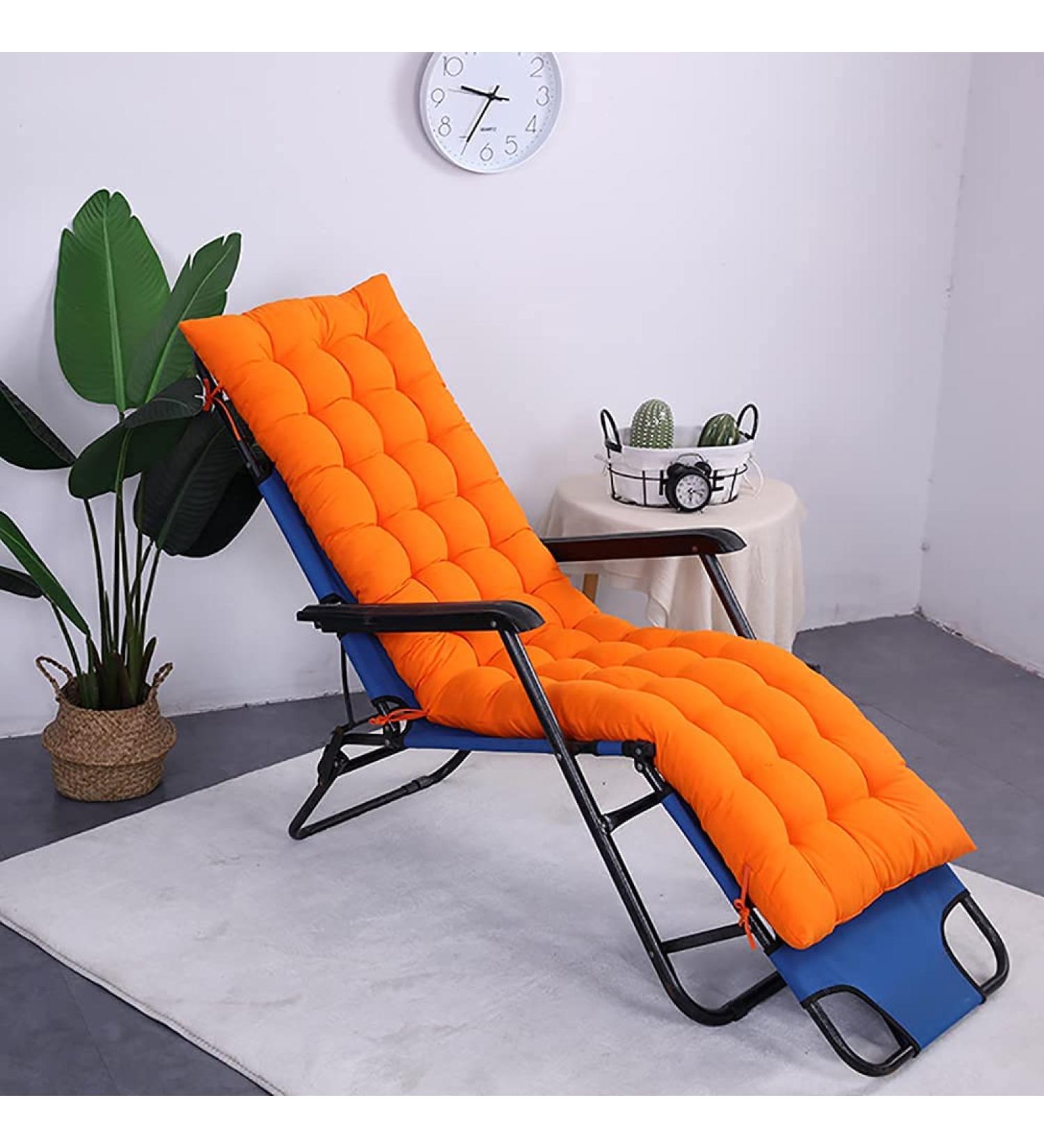 Ultra Comfy Lounger Cushion Durable Recliner Cushion with Anti-Slip Strap Cotton Comfortable Seat Cushion for Indoor Outdoor Balcony Garden Orange Yellow 53*160*8cm - Buy Online on GoSupps.com