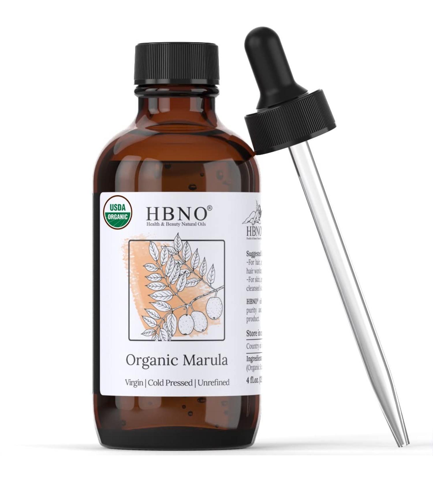 Organic Marula Oil 4oz - 100% Pure & USDA Certified for Face, Hair, Body - Cruelty-Free Formula for Lips, Nails - HBNO - Buy Online on GoSupps.com