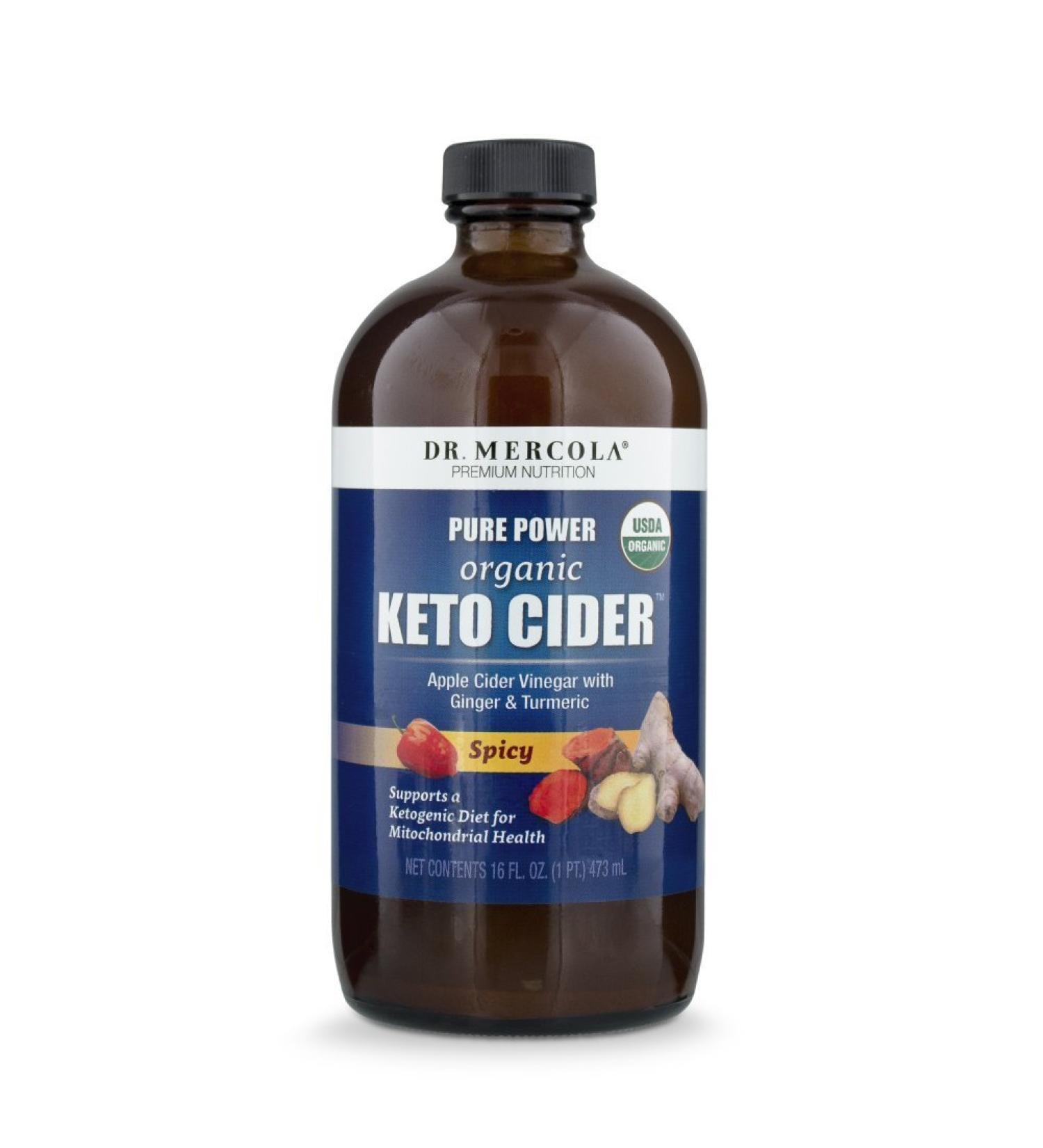 Dr. Mercola Organic Keto Cider Spicy 16 oz - Healthy Low-Carb Beverage - Buy Online on GoSupps.com