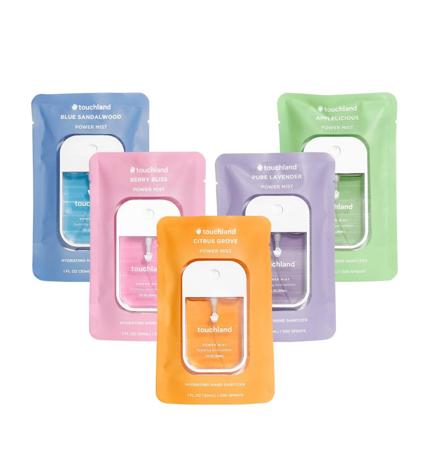 Touchland Power Mist Hydrating Hand Sanitizer 5-Pack | Applelicious, Sandalwood, Lavender, Berry, Citrus | 500 Sprays Each 1 FL OZ | Set of 5 - Buy Online on GoSupps.com