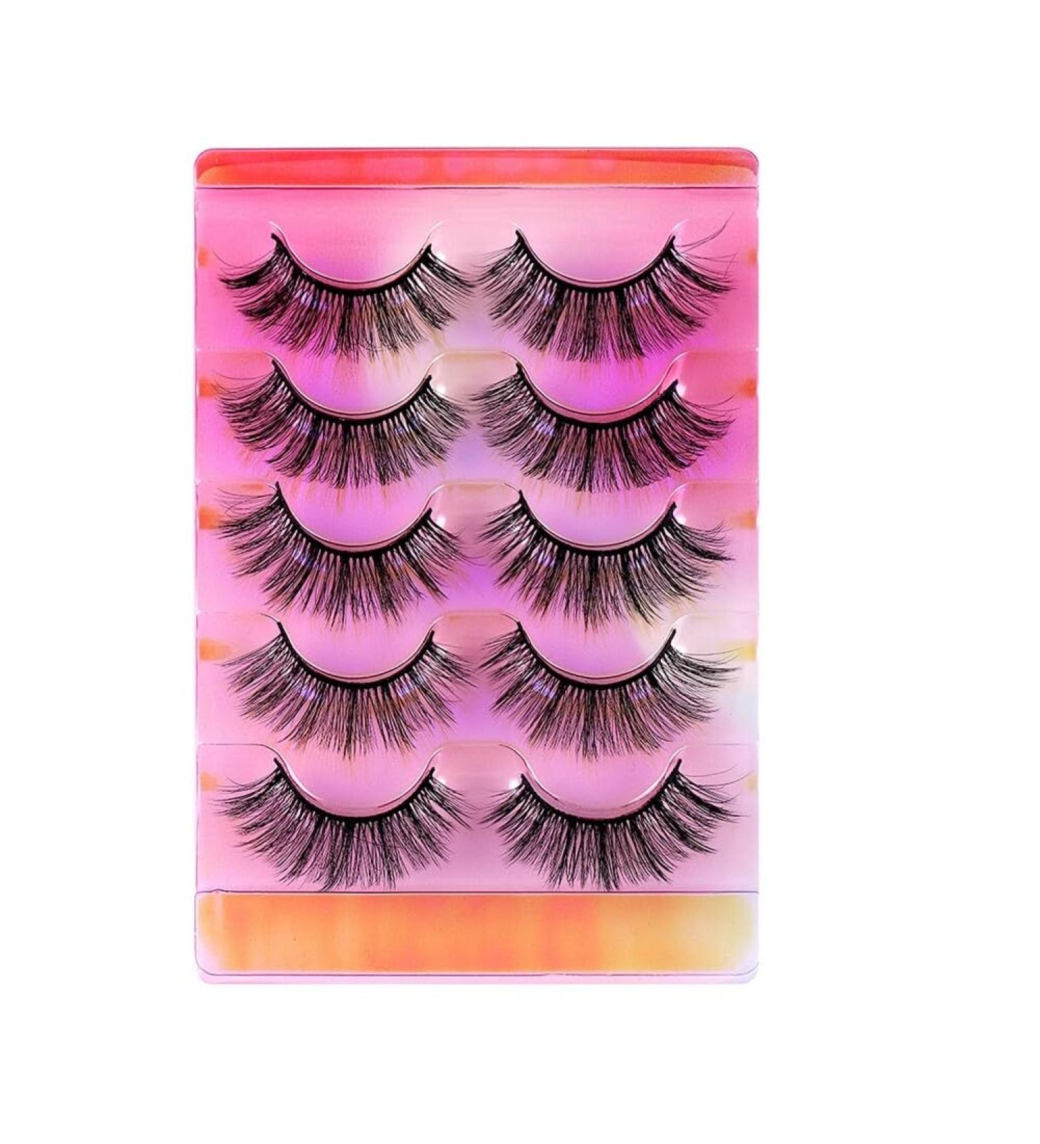 5 Pairs Natural False Eye Lashes 3D Multi-Layer Fake Eyelashes Extension Dense and Fluffy False Eyelash Cluster Naturally Curled False Eyelashes for Women Eye Makeup Type 8 - Buy Online on GoSupps.com