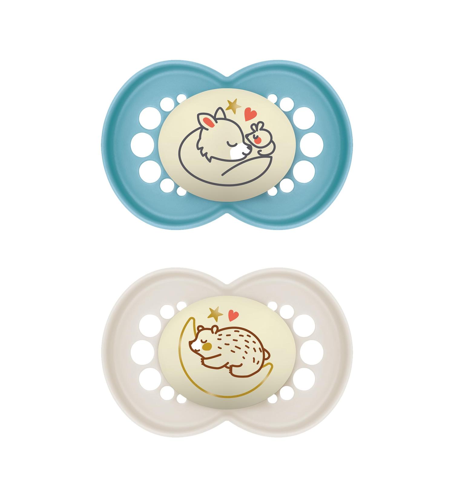 MAM Original Pure Night S322 Silicone Pacifier for Babies 6+ Months - Glow in the Dark Blue 2 Pack - Buy Online on GoSupps.com