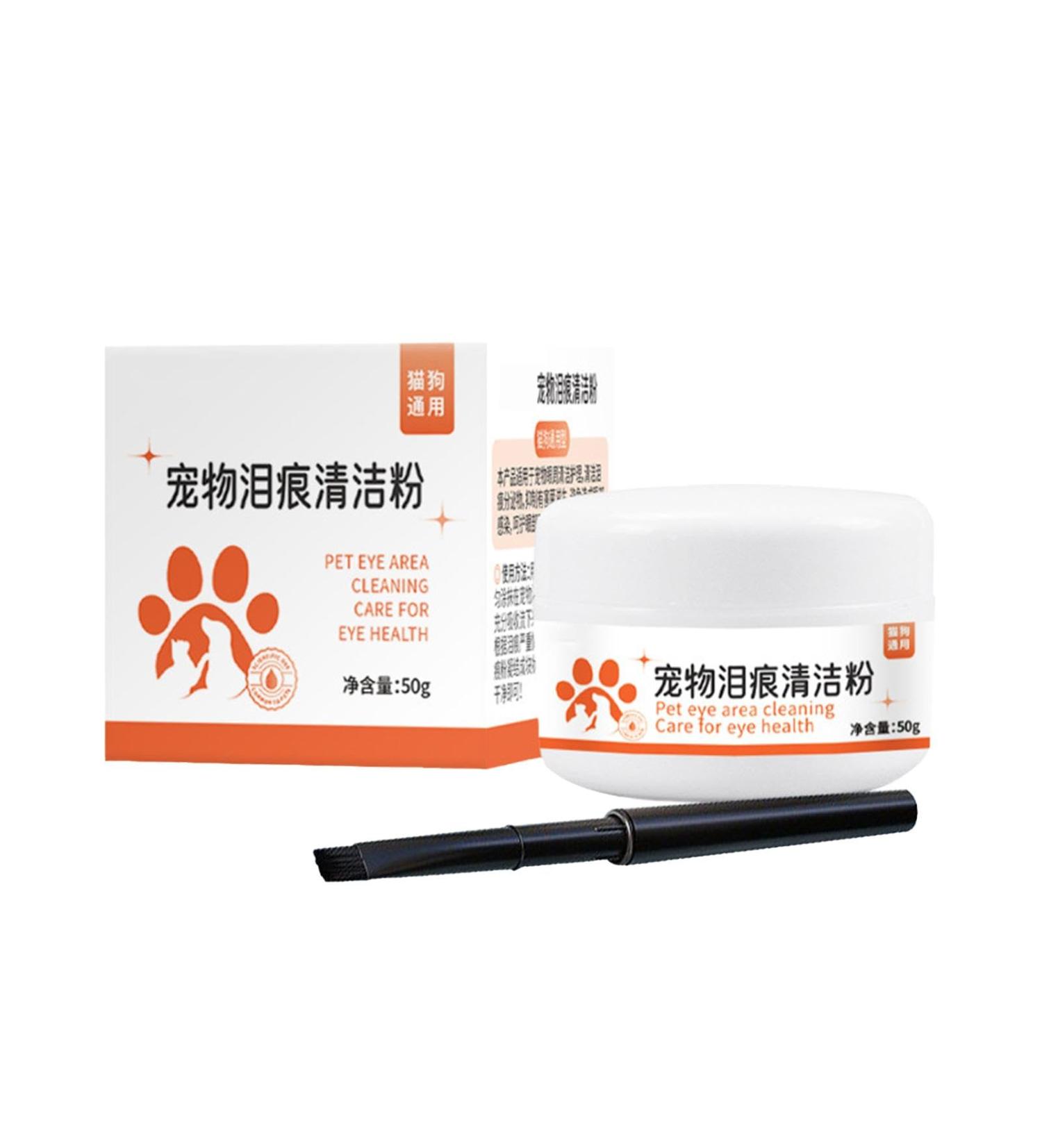 Dog Tear Stain Remover Powder | Mild 50g Dog Tear Stain Remover Powder with Brush Fast-Acting Pet Eye Cleaning Supplies for Pet Shelter Pet Hospital - Buy Online on GoSupps.com