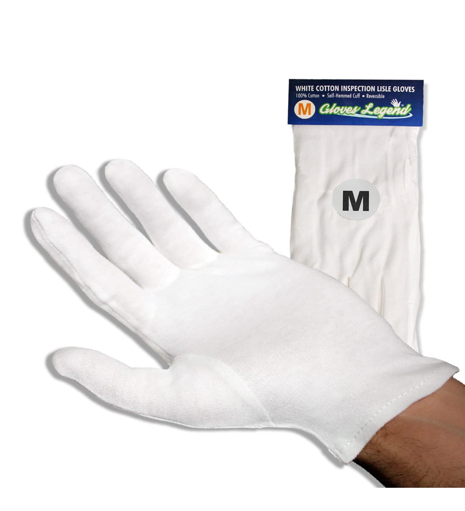 White Cotton Moisturizing Gloves for Men and Women - 100% Cotton, Jewelry & Coin Inspection Gloves - Medium (Pack of 3) - Buy Online on GoSupps.com