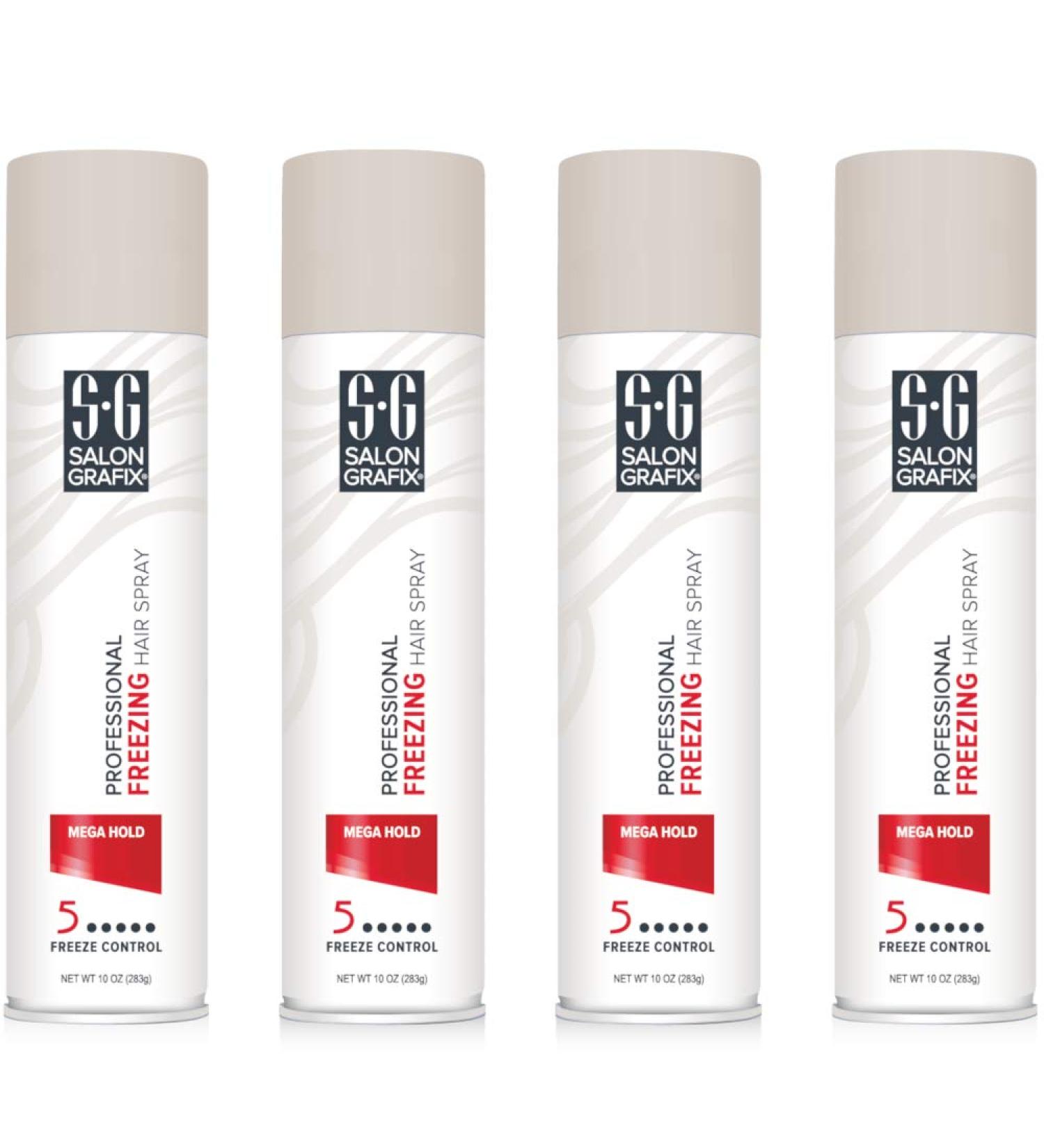 Salon Grafix Mega Hold Professional Freezing Hair Spray 10 Ounces Each (Value Pack of 4)