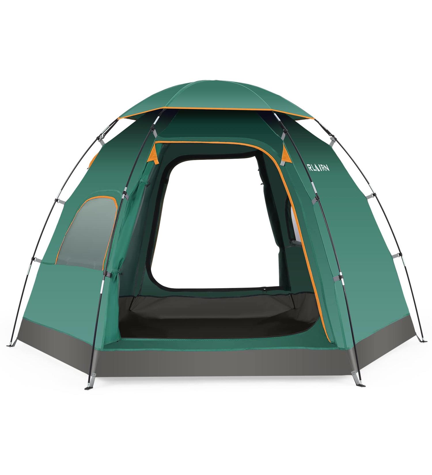 RLAIRN 4 Person Waterproof Camping Tent | Pop Up Instant Family Tent with Windproof Ropes | Ultralight & Anti-UV | Ideal for Camping, Hiking, Outdoor Activities | Green - Buy Online on GoSupps.com