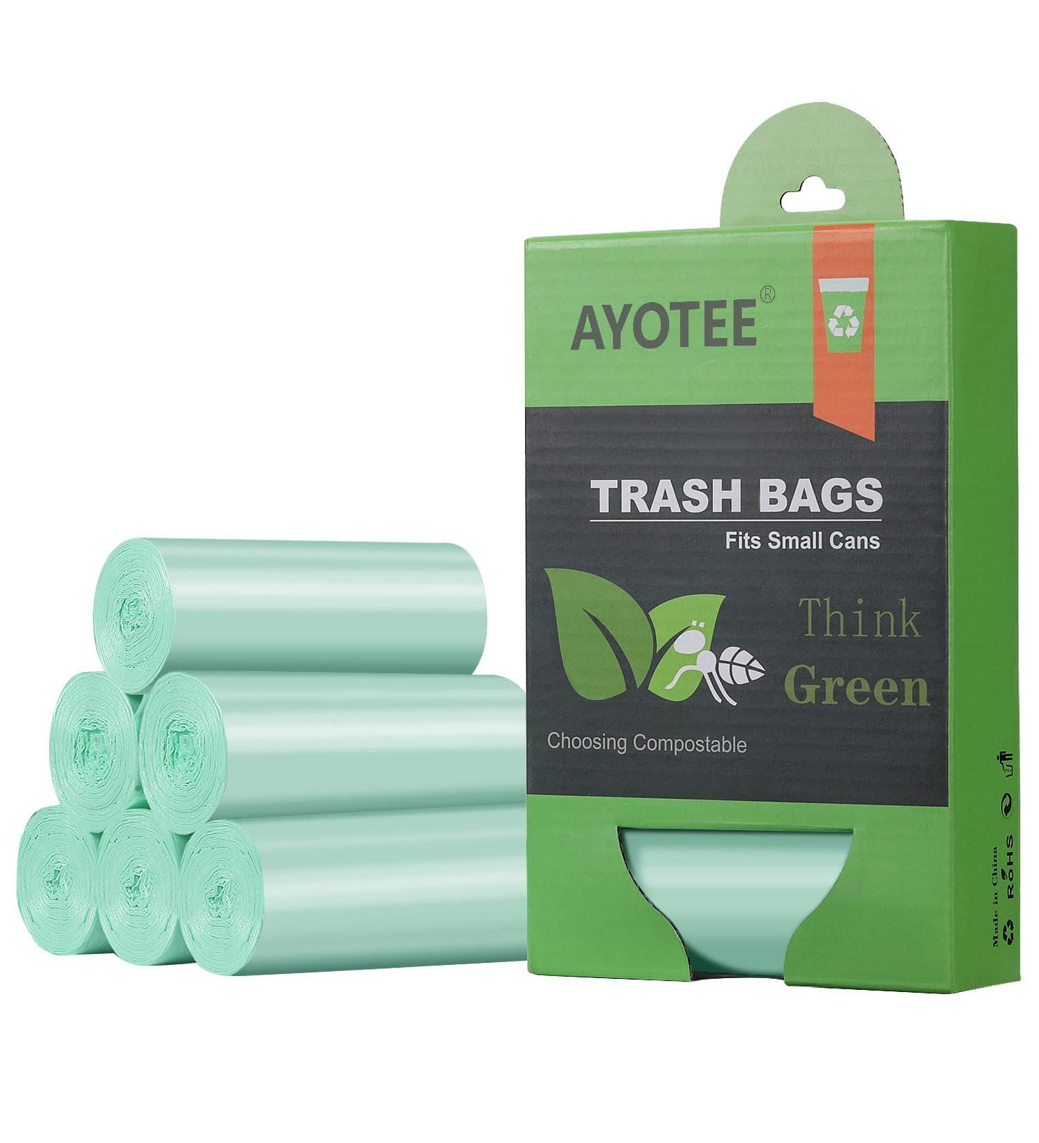 AYOTEE Mini Compostable 1.2 Gallon Small Trash Bags - Strong Bathroom Garbage Bags for Home Office Kitchen - Fits 5 Liter 1 Gal Cans - Green - Buy Online on GoSupps.com