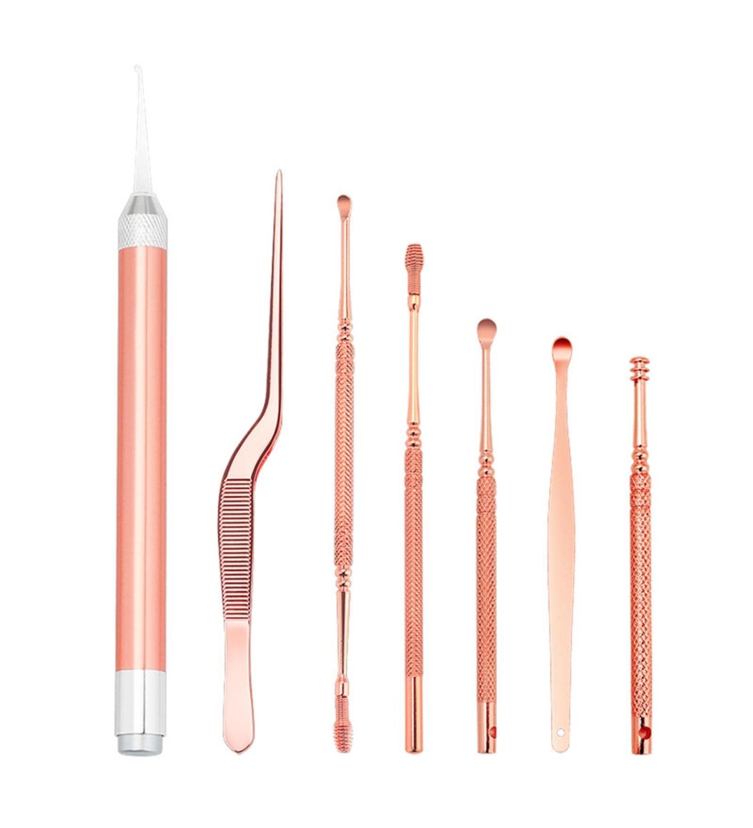 Rose Gold 7-Piece Ear Digging Spoon & Spiral Pick Set | Ear Wax Remover | One Size - Buy Online on GoSupps.com