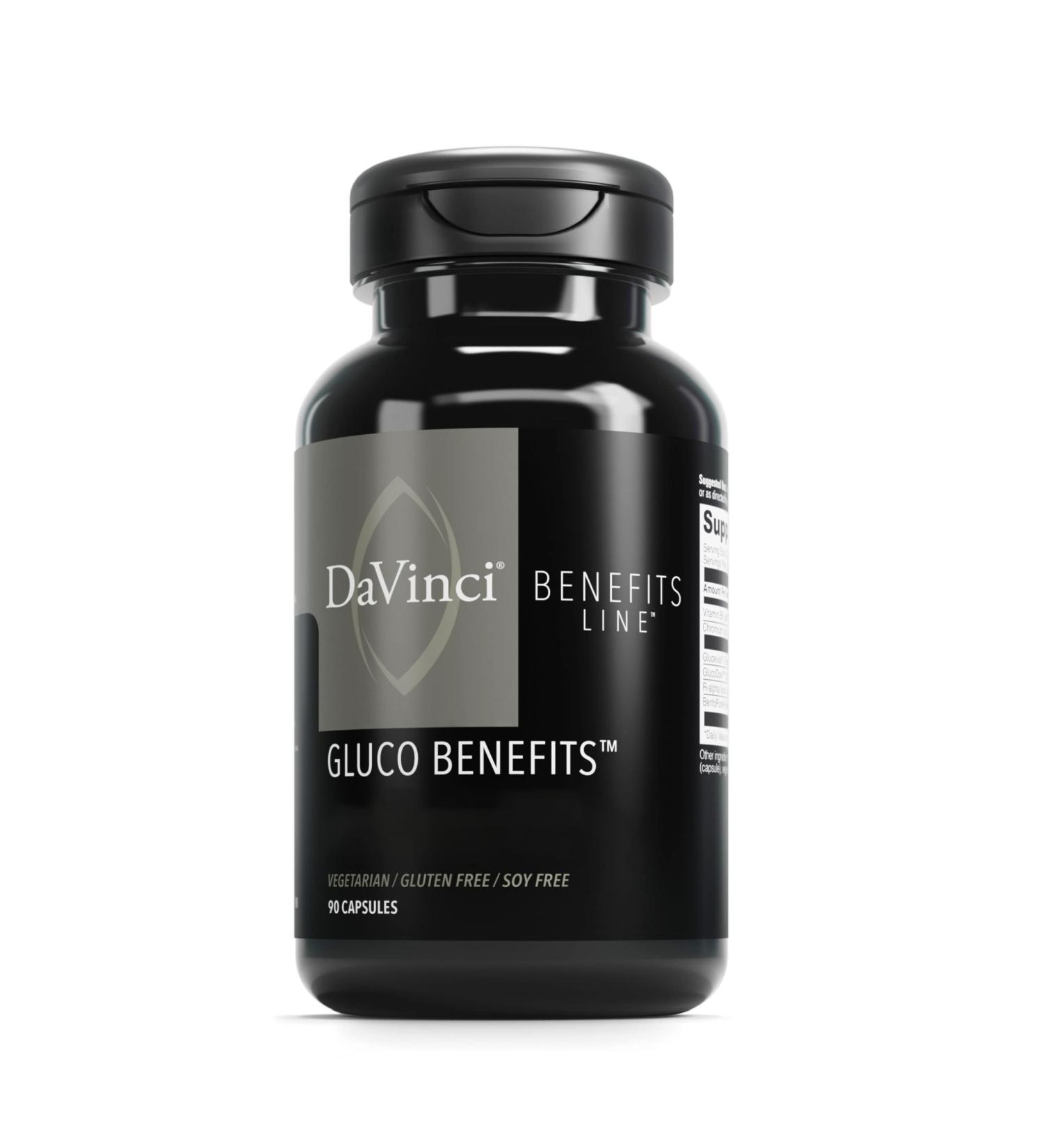 Davinci Labs Gluco Benefits - Metabolism Support Dietary Supplement with B6, Chromium, Glucevia - Gluten-Free - 90 Capsules - Buy Online on GoSupps.com