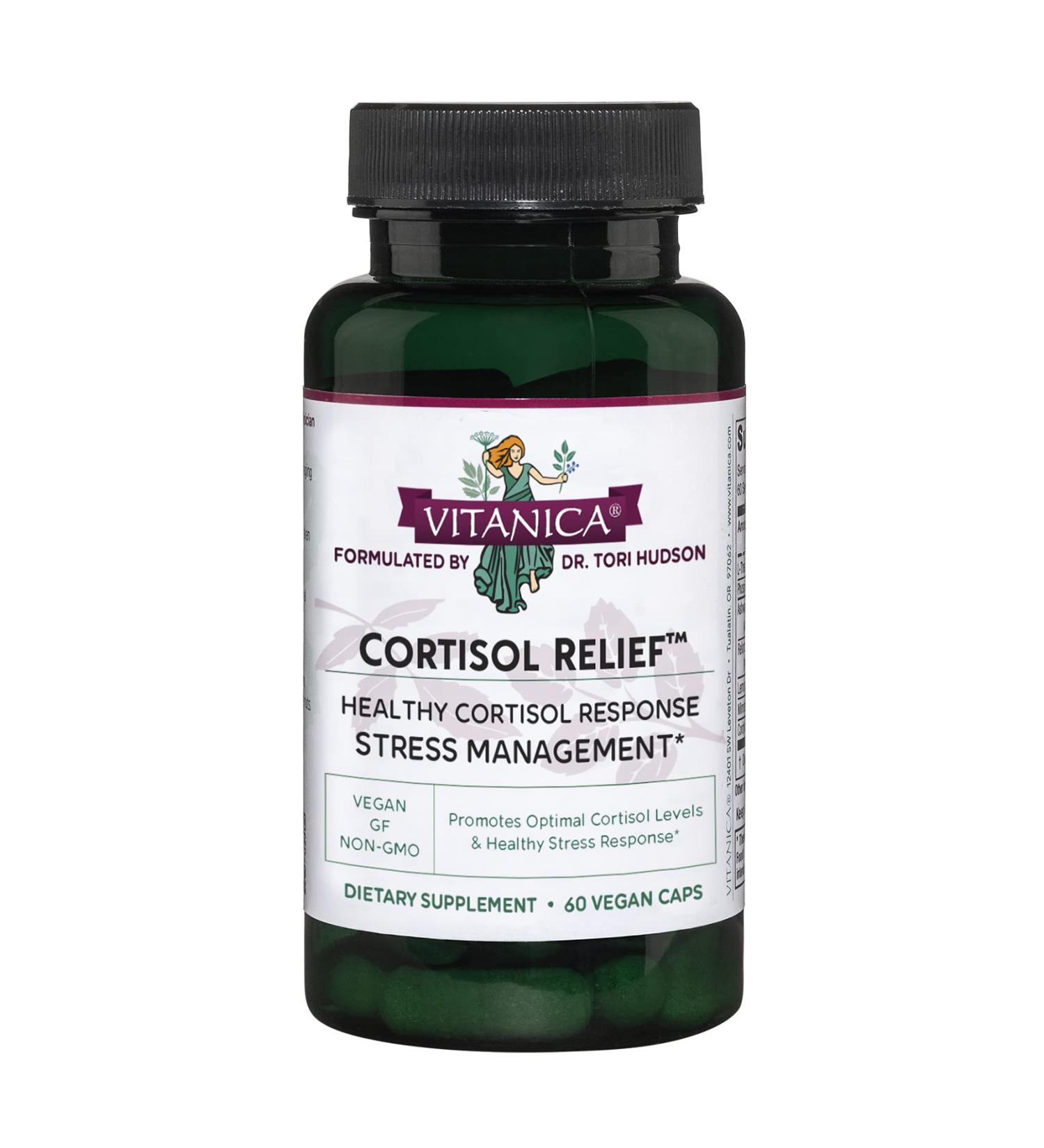 Vitanica Cortisol Relief Supplement - Dr. Formulated Vegan Capsules for Sleep, Stress & Cortisol Management (60 Capsules) - Buy Online on GoSupps.com