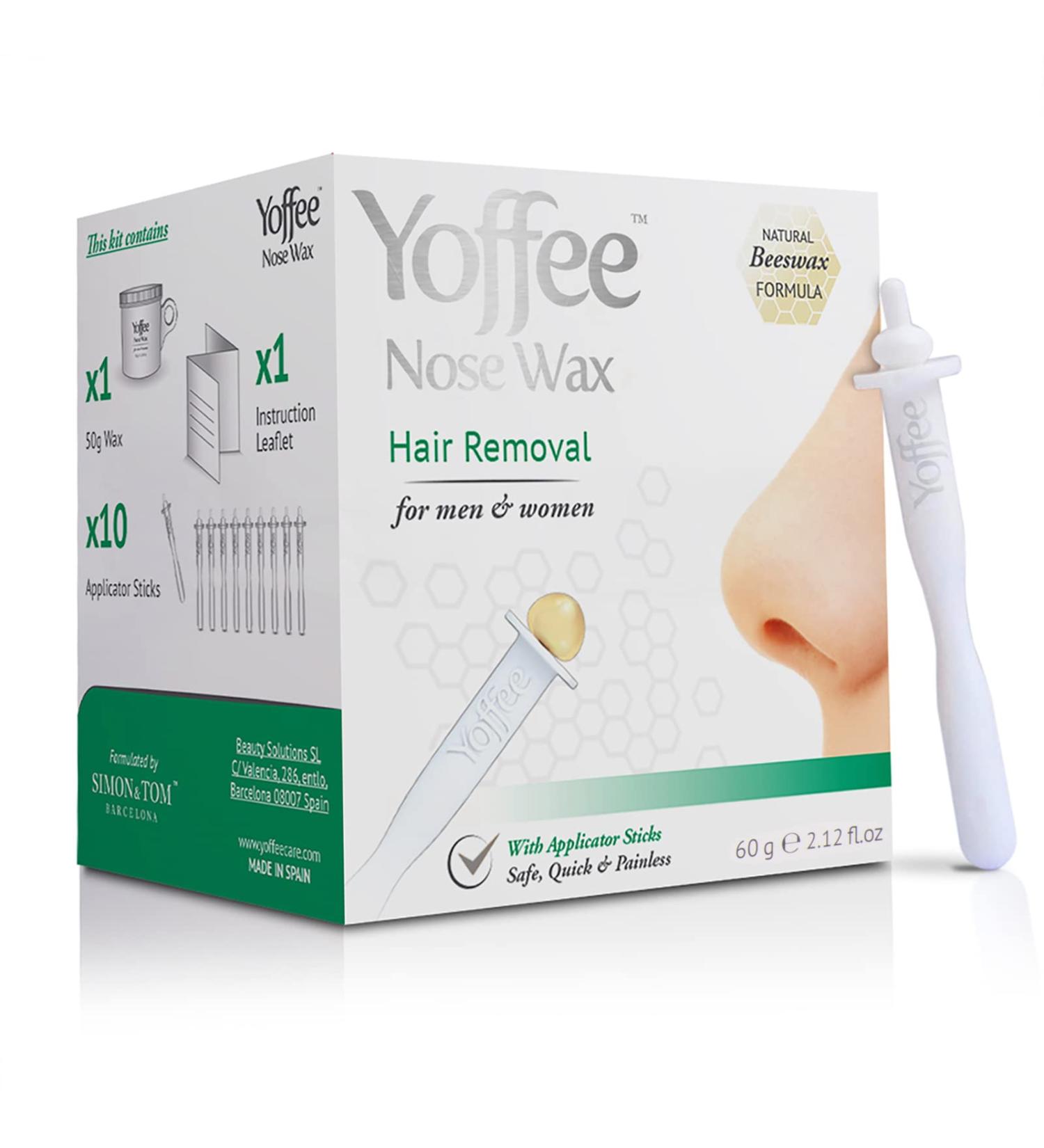 Yoffee Nose Wax Kit for Men & Women - Natural Bio-Beeswax & Aloe Vera - 10 Reusable Sticks - Easy & Painless - Made in Spain - 2.12 fl.oz - Buy Online on GoSupps.com