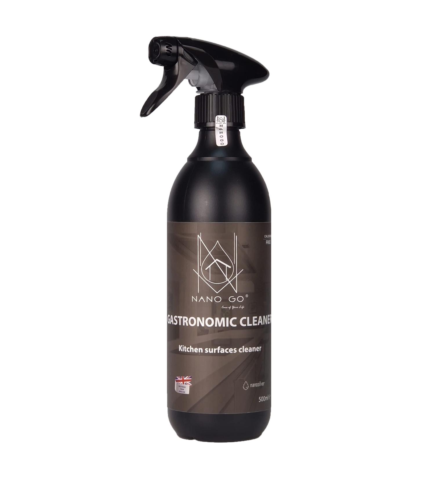 NANO GO Gastronomic Surface Cleaner - Antibacterial Food Safe Kitchen Cleaner - Alkaline Anti Bac Spray Ideal for Worktops Kitchen Sink Ovens Restaurants - 500ml - Buy Online on GoSupps.com