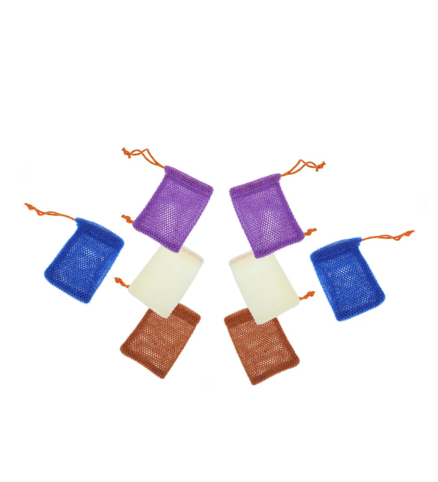 8pcs Exfoliating Soap Pouch - Foaming Net & Soap Saver | Ideal for Natural Soaps & Facial Cleansing | Travel-Friendly Nylon Bath Bags - Buy Online on GoSupps.com