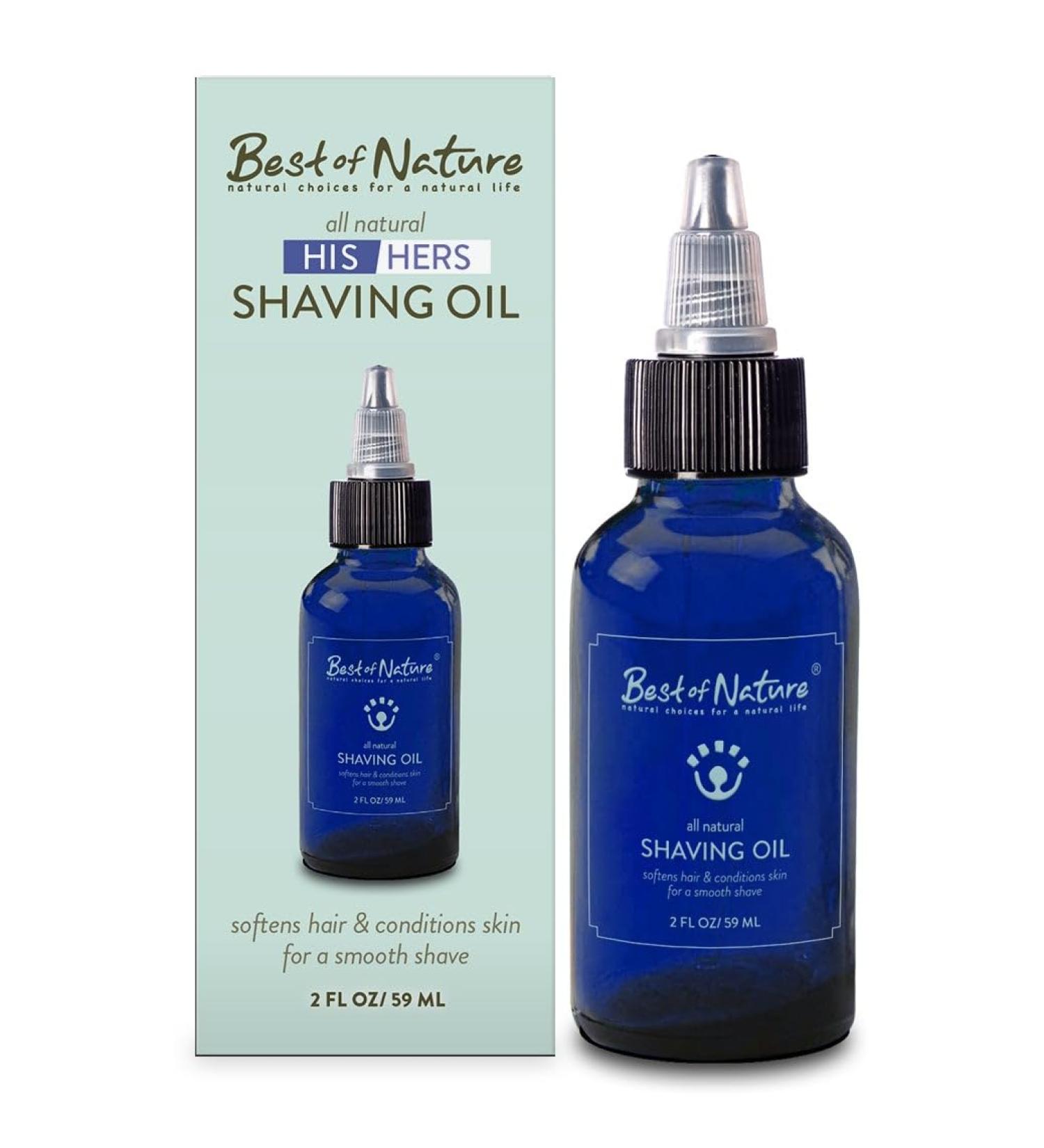 Shaving Oil - All Natural - for Men & for Women by Best of Nature - 2 oz.