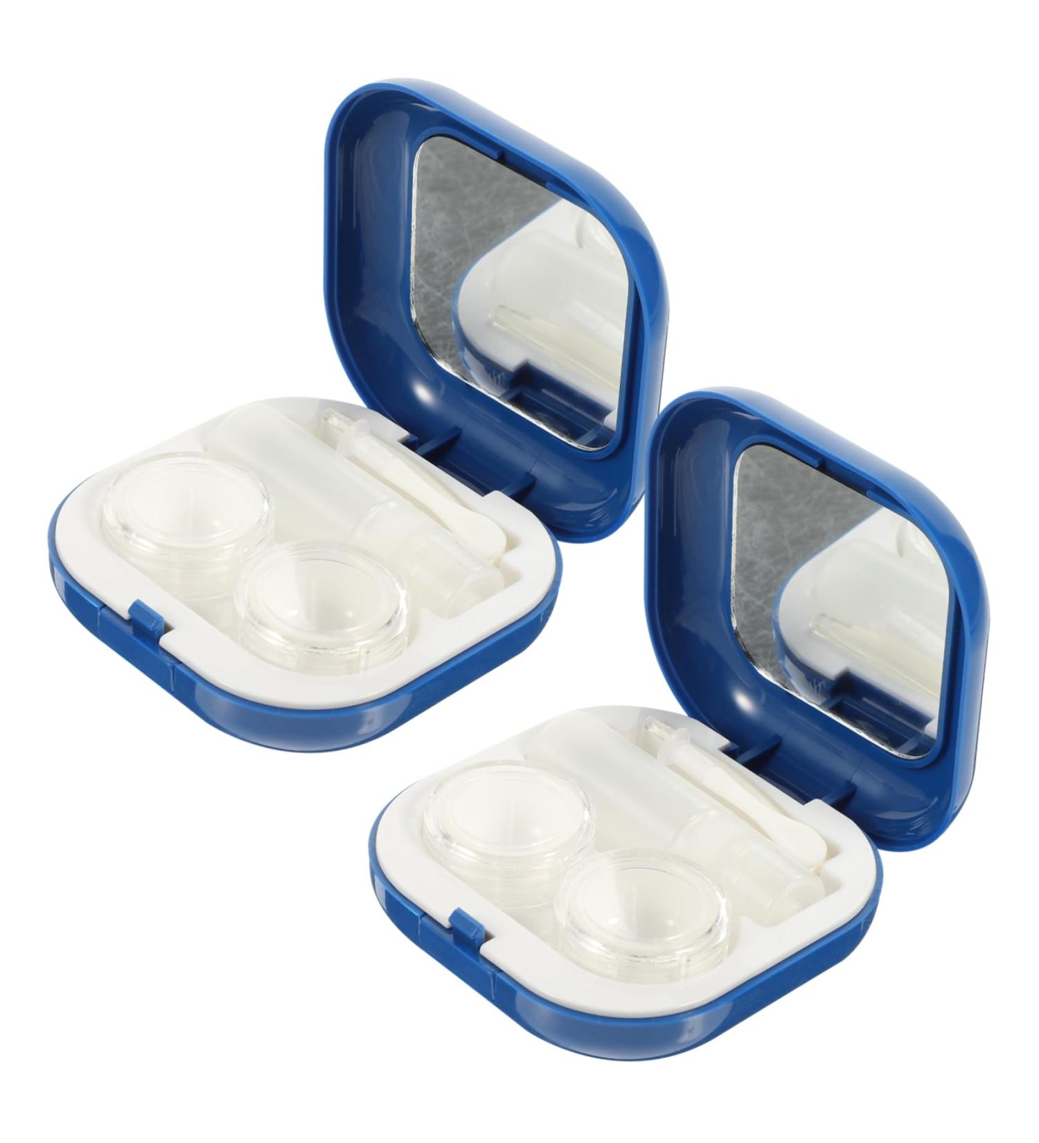 JECOMPRIS Contact Lens Travel Kit - 2 Sets of Stylish ABS Containers & Makeup Box for Cosmetic Lens Care - Portable Blue Case (7.3x7.3x2.6cm) | International Shipping Available - Buy Online on GoSupps.com