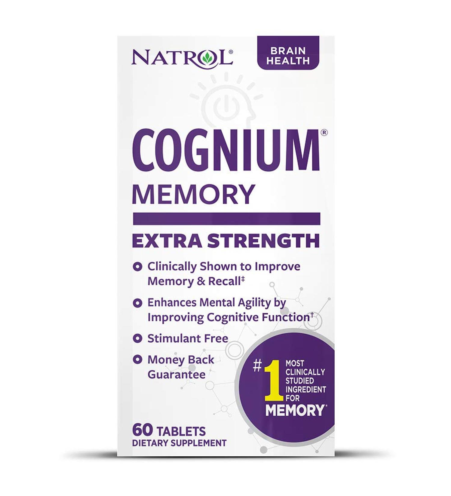 Natrol Cognium Extra Strength 200mg - Memory & Brain Health, 60 Tablets, Clinically Studied - Buy Online on GoSupps.com