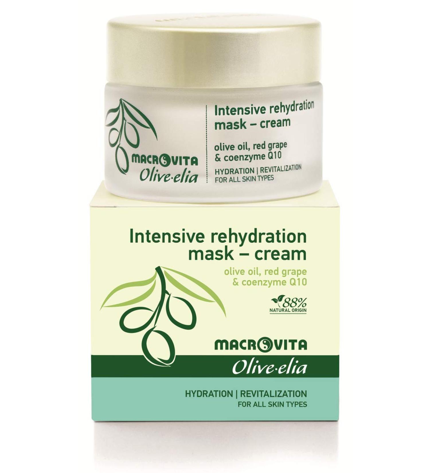 MACROVITA OLIVELIA INTENSIVE REHYDRATION MASK-CREAM OLIVE OIL & RED GRAPE FOR ALL SKIN TYPES 50 ML.