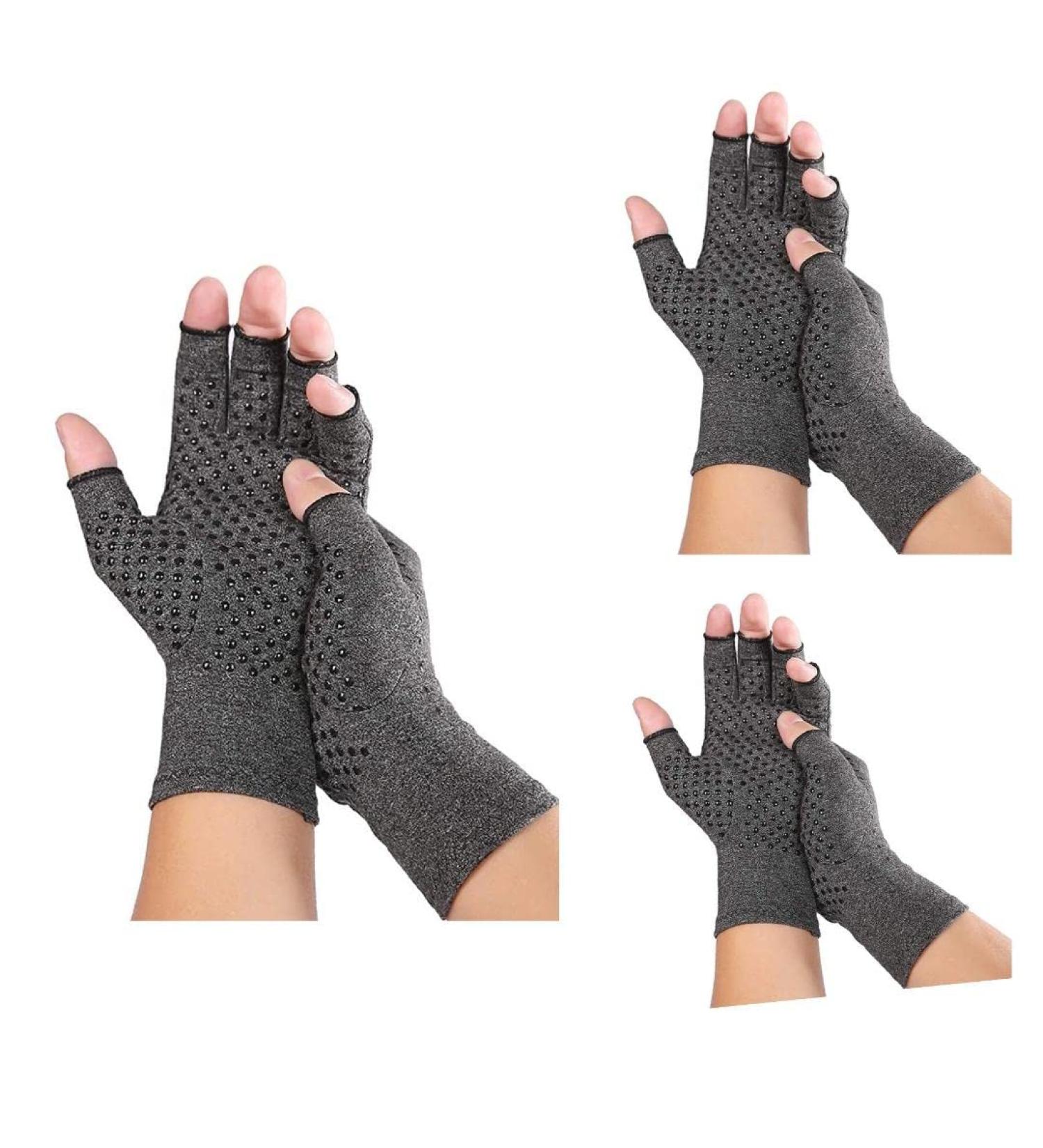Arthritis Gloves 3 Pairs Medium - Pressure & Breathable for Joint Pain Relief with Silicone Dots - Support and Warmth for Rheumatoid Arthritis, Swelling, Tendonitis - Buy Online on GoSupps.com