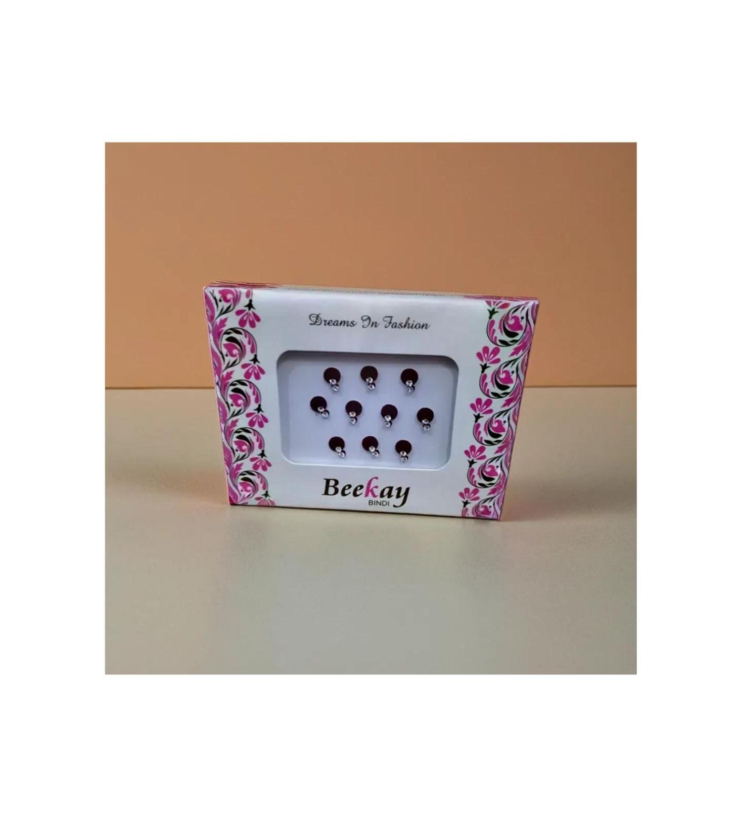 Bindi Indian Art Bollywood Reusable Bindi Simple Solid 2 Silver Design Body face Jewels Forehead Tikki Bindi for Women (SE-Bindi-08) Medium Maroon