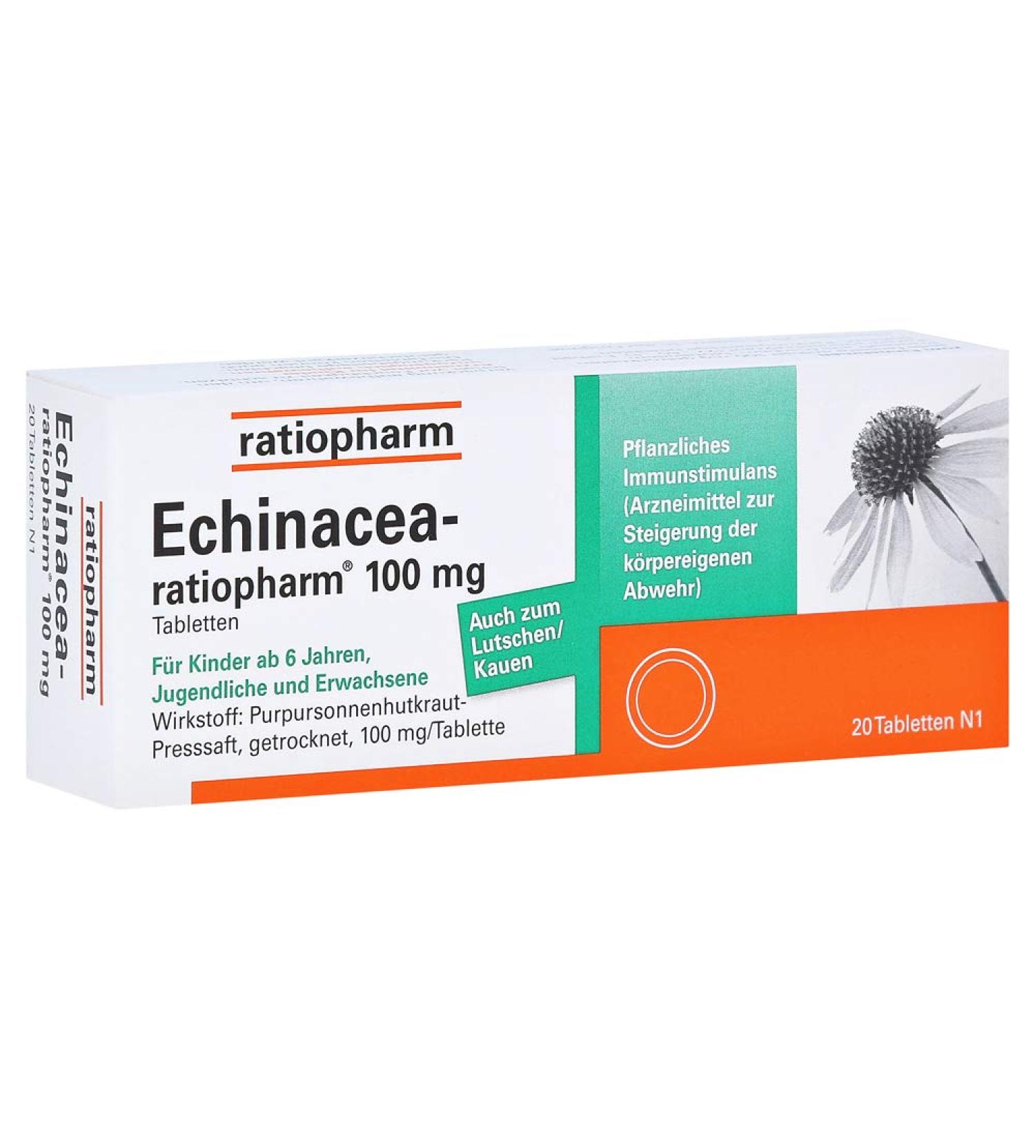 Echinacea-Ratiopharm 100 mg Tablets - Boost Immunity - 20 pcs | Fast International Shipping - Buy Online on GoSupps.com