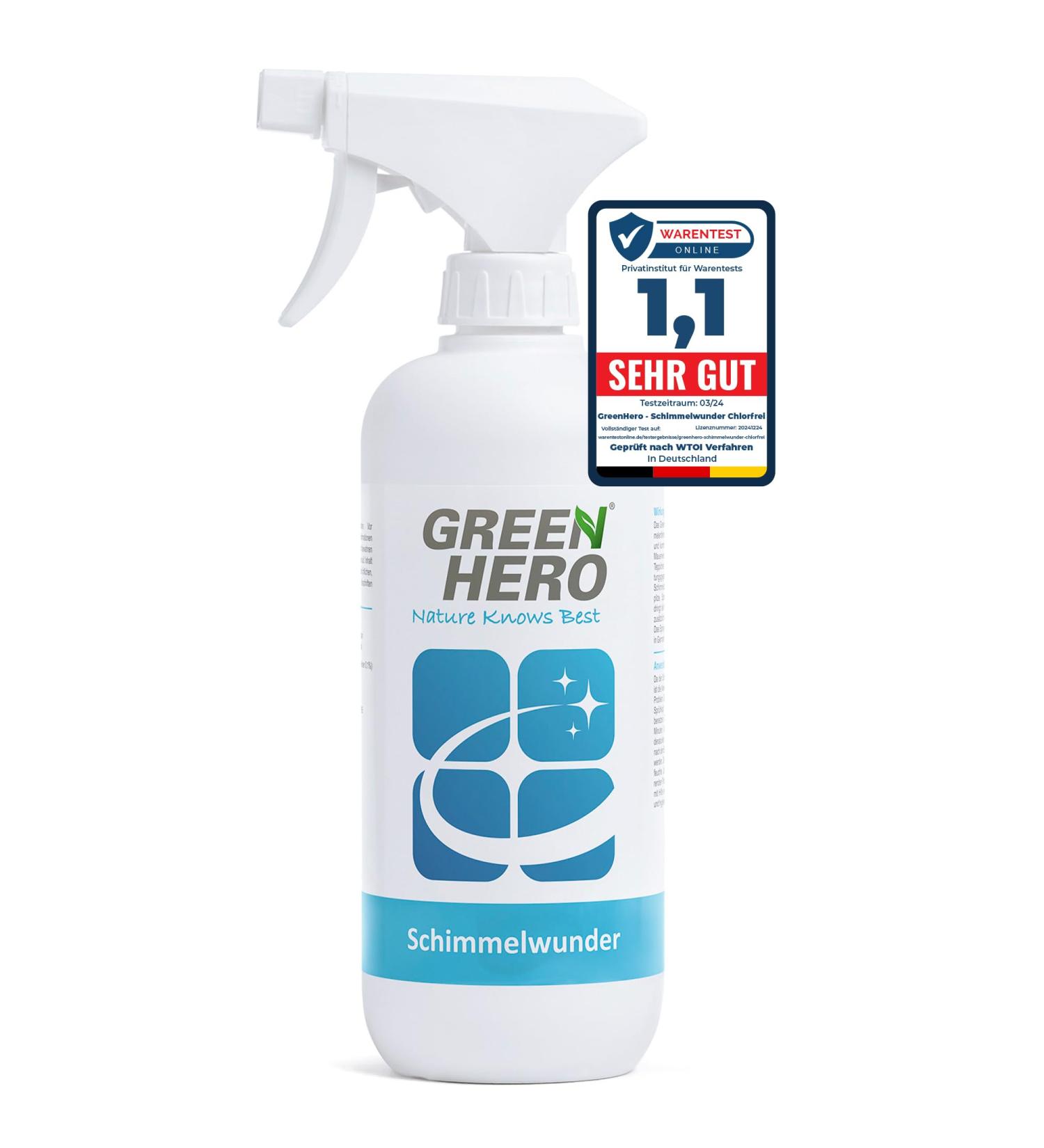 Green Hero Chlorine-Free Mold Remover Spray 500ml - Effective Anti-Mold Solution for Wood Tiles Carpets & Upholstery - Buy Online on GoSupps.com