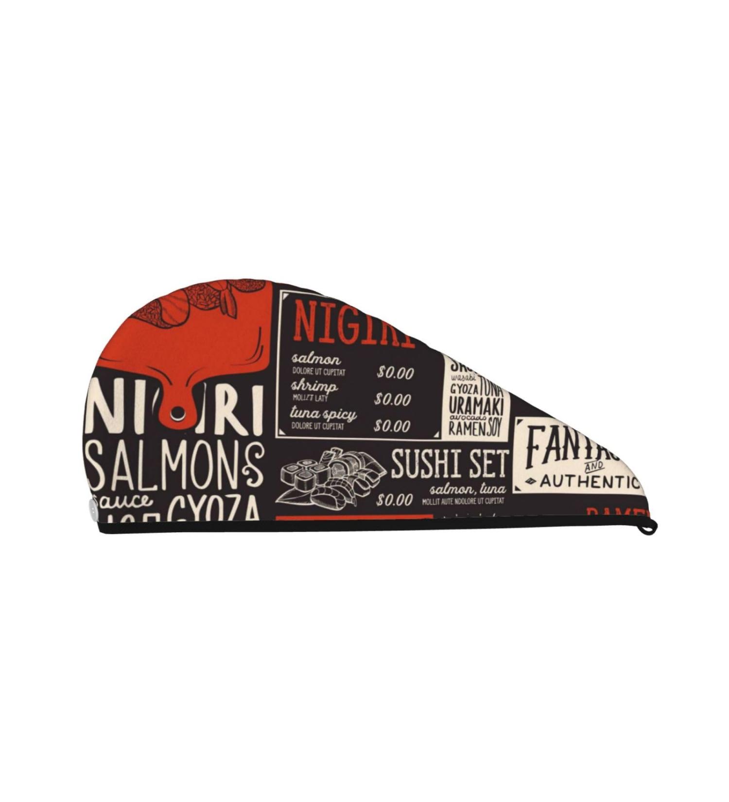 Super Absorbent Sushi Menu Microfiber Hair Towel Wrap - Quick Dry Coral Velvet for Long Curly & Thick Hair | International Shipping - Buy Online on GoSupps.com
