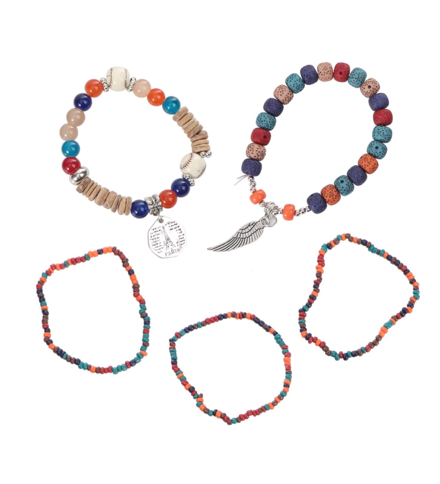 SAFIGLE 1pc Elastic Bead Bracelet Bohemia Bracelet Jewelry Bracelets Charm Bracelets Statement Bracelets for Women Stretch Bracelets for Women Miss Beads Fashion Resin 18X2.8cm Colorful - Buy Online on GoSupps.com