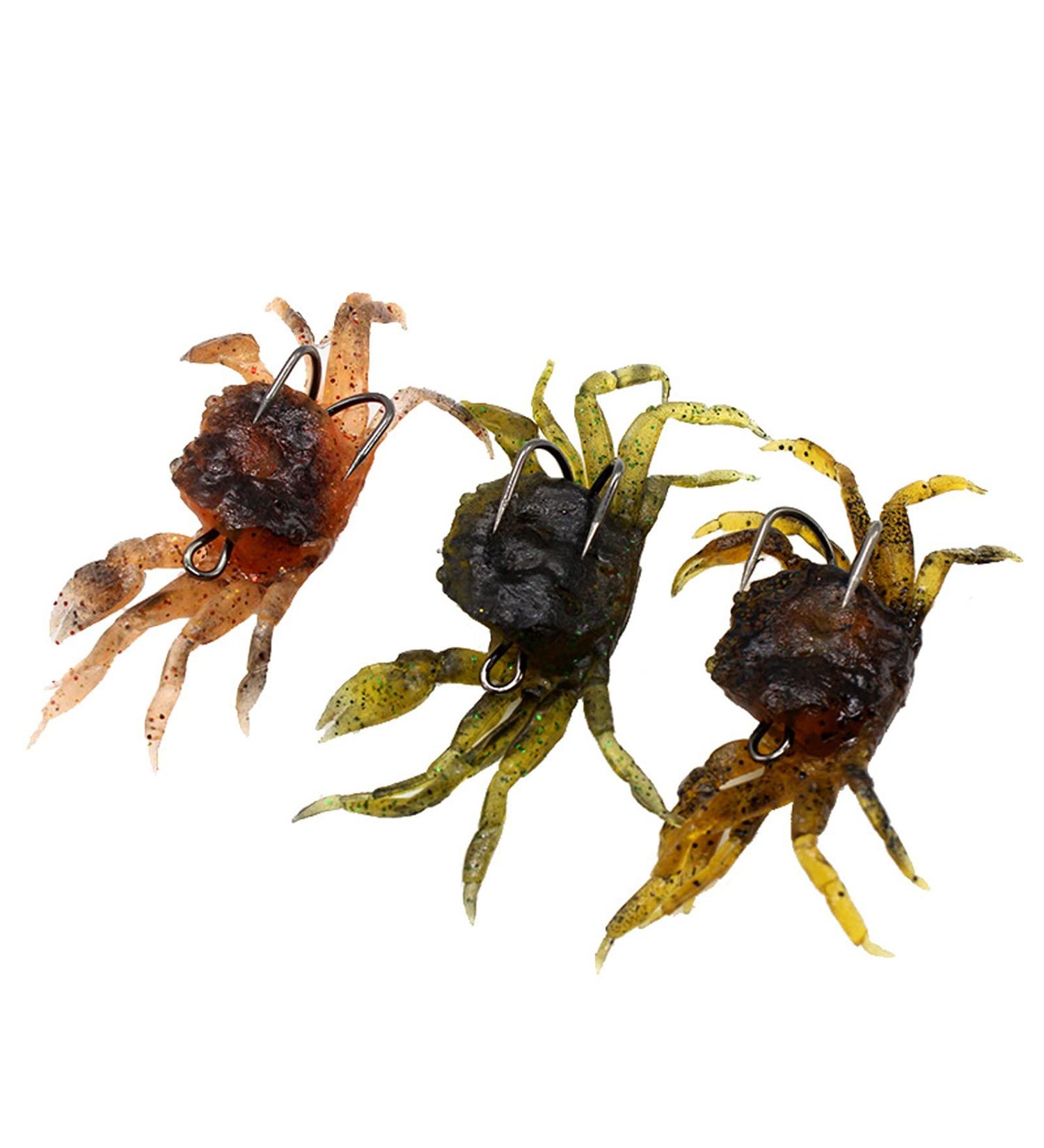 3Pcs 3D Simulation Crab Soft Lures with Sharp Double Hooks for Sea Fishing - Style3 - Buy Online on GoSupps.com