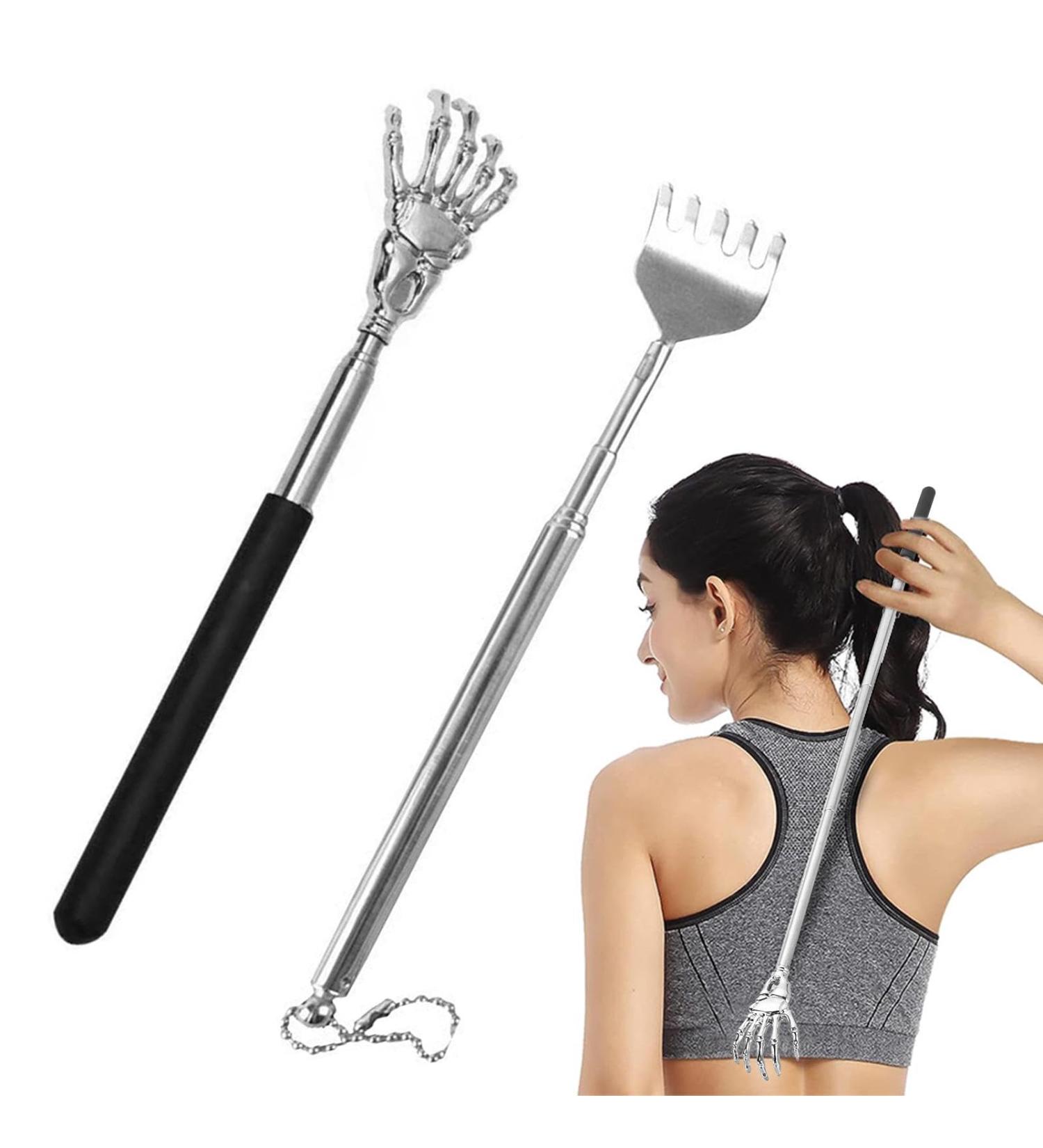 Telescopic Back Scratchers - 2 Pack Stainless Steel for Ultimate Back & Head Massage | Silver & Black (6.3-22.44 Inch) - Buy Online on GoSupps.com