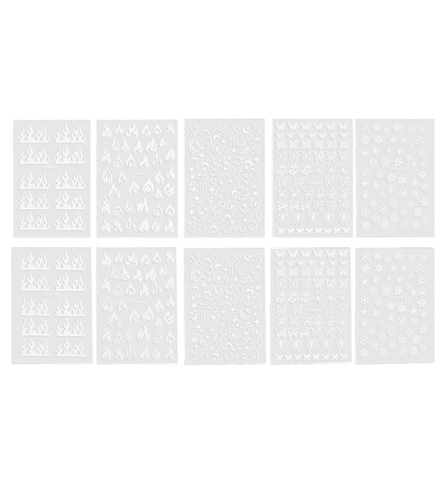 Decoration Sticker 10 Sheets 5 Styles Fashionable Nail Art Sticker for Home Nail Salon Woman Girl - Buy Online on GoSupps.com