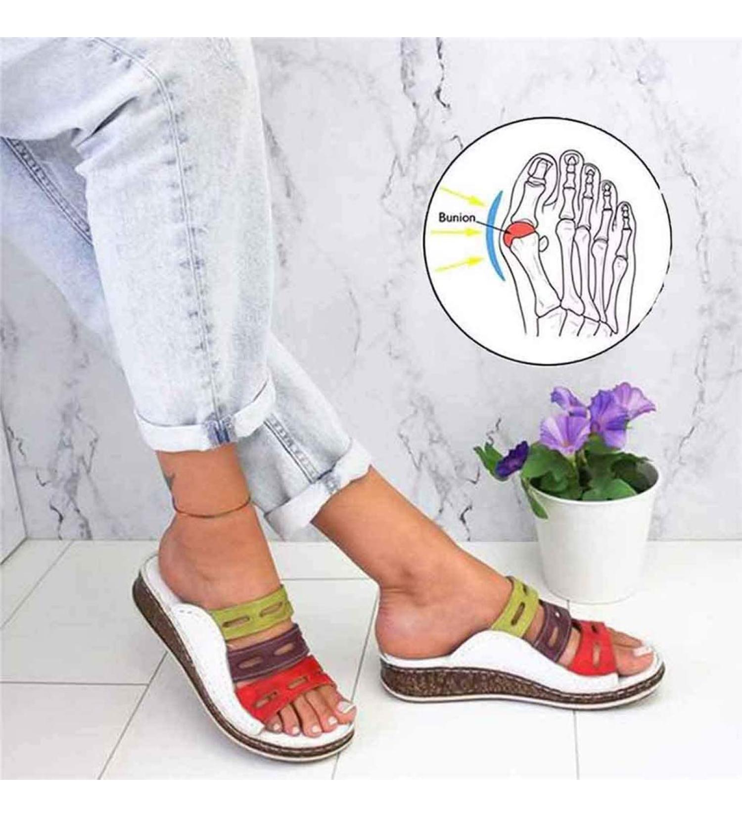 Comfortable Women's Plateau Sandals - Summer Beach Flip-Flops & Bunion Correctors | Orthopedic Travel Shoes - Buy Online on GoSupps.com