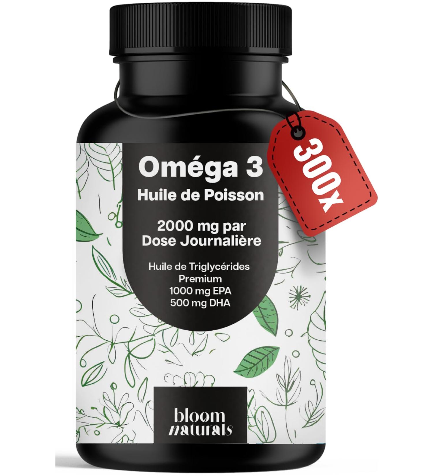Omega 3 Huile de Poisson 300 Capsules 2000 mg par Dose Journali re Om ga 3 1000 mg EPA & 500 mg DHA Forme Triglyc ride Fabriqu en Allemagne - Test en laboratoire - Buy Online on GoSupps.com