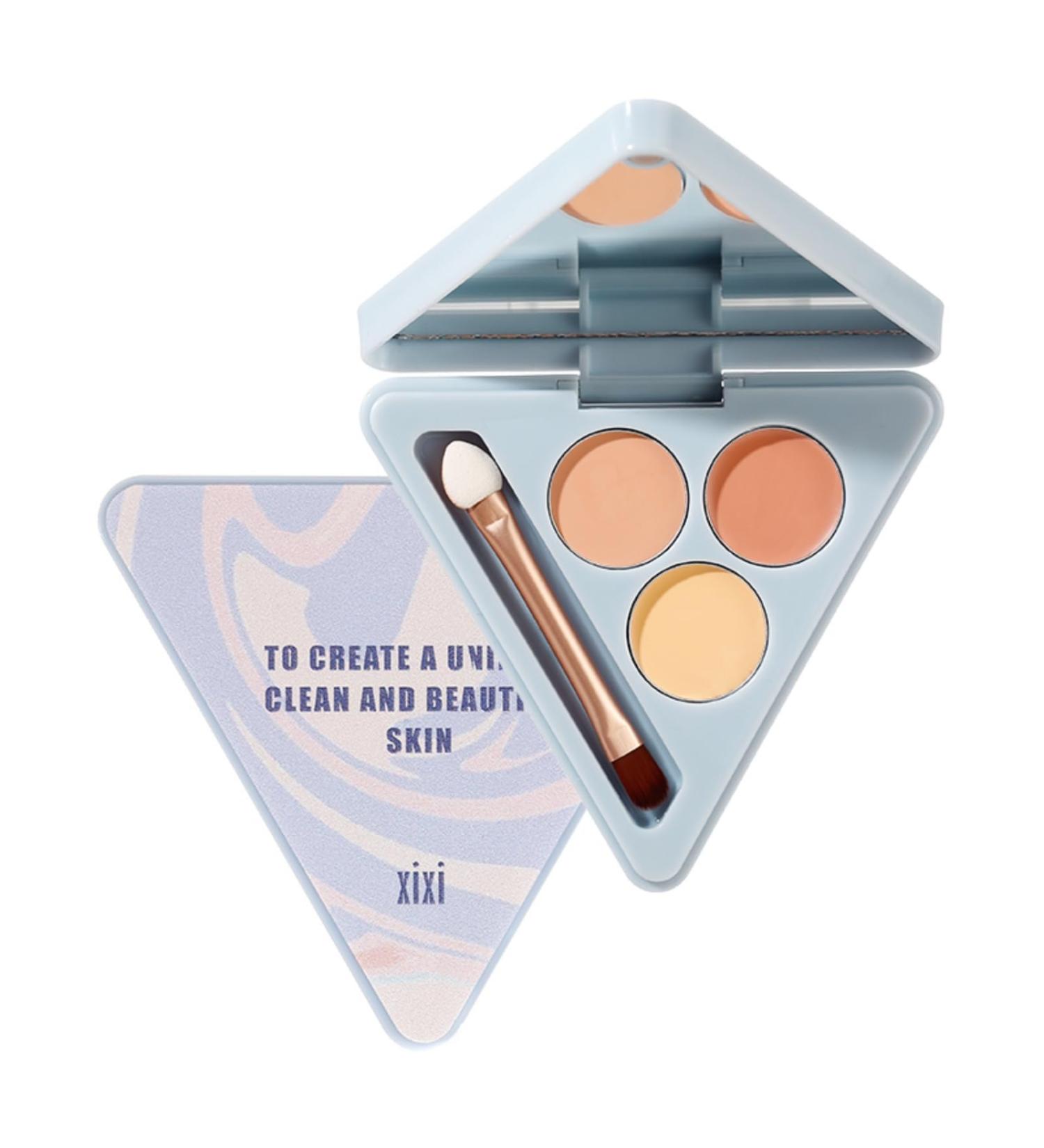 Tri-Color Concealer Cream Palette 3 in 1 Complete Concealer Contour Palette for Contouring and Brightening Waterproof for Under Eye Circles Dark Circles and Acne Marks - Buy Online on GoSupps.com