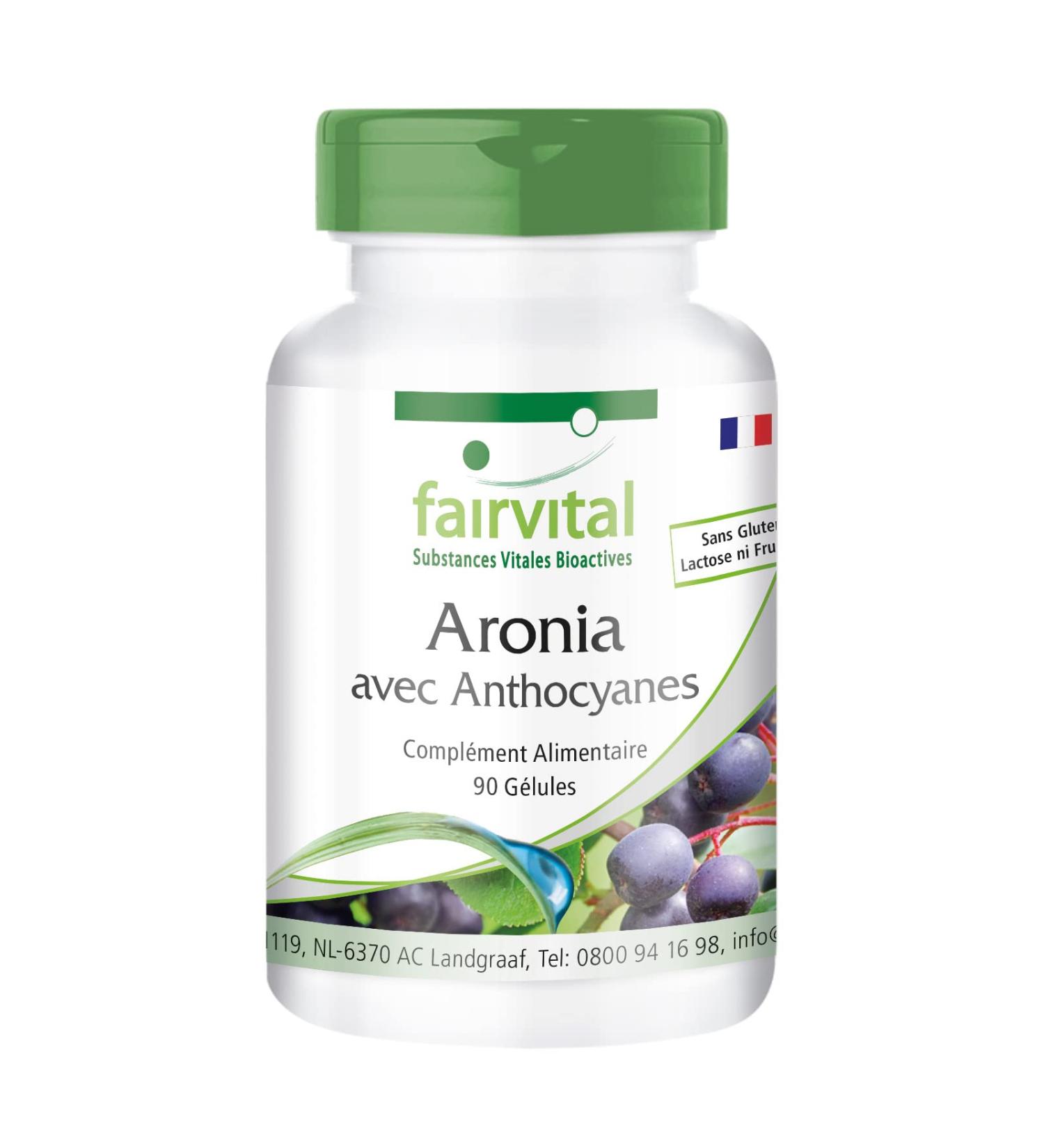 Fairvital | Aronia berries with anthocyanins - Highly dosed - 90 capsules - 20% anthocyanins and polyphenols 45% - Buy Online on GoSupps.com