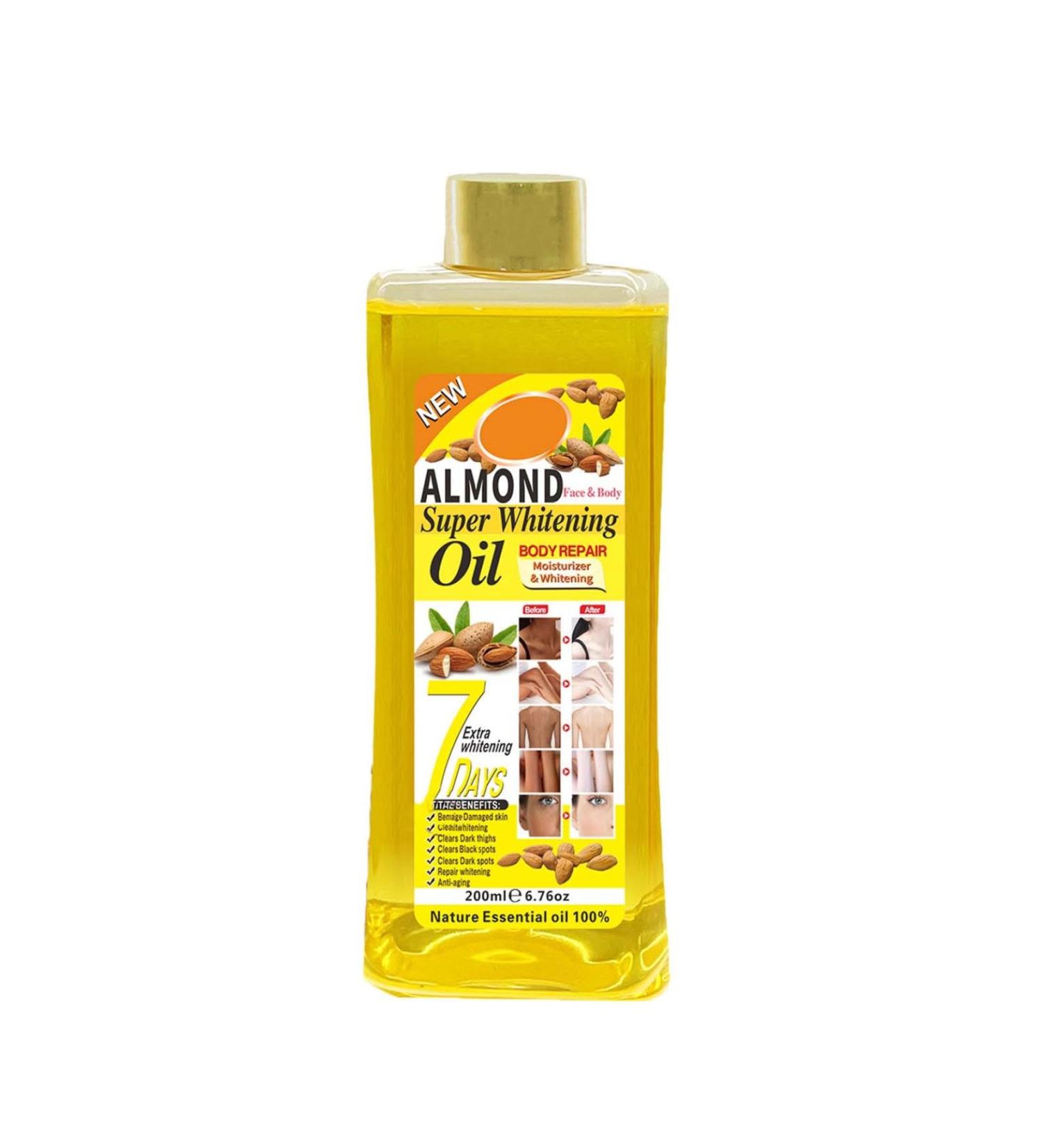 Soft7 Super Whitening Oil Black Skin Brightening Oil Soft7 Super Whitening Body Oil Super Whitening Body Oil Lightening Dark Skin Oil (Almond 200 ml) - Buy Online on GoSupps.com